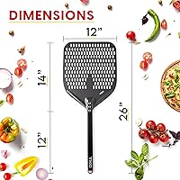 Vista 3 de TKC Pala Perforada para Pizza - Volteador de Pizza de Metal de 12 pulgadas compatible con Hornos Ooni, Uso Interior y Exterior, Mango Duradero