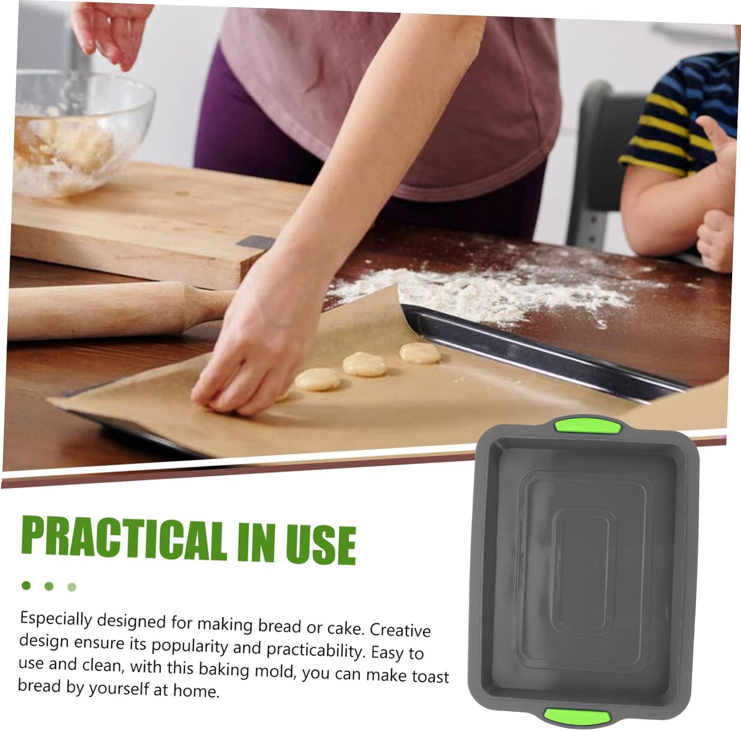 Home Cake Mold Bread Bake Pan Silicone Bakeware Heat- Non-stick Easy to Professional Practical