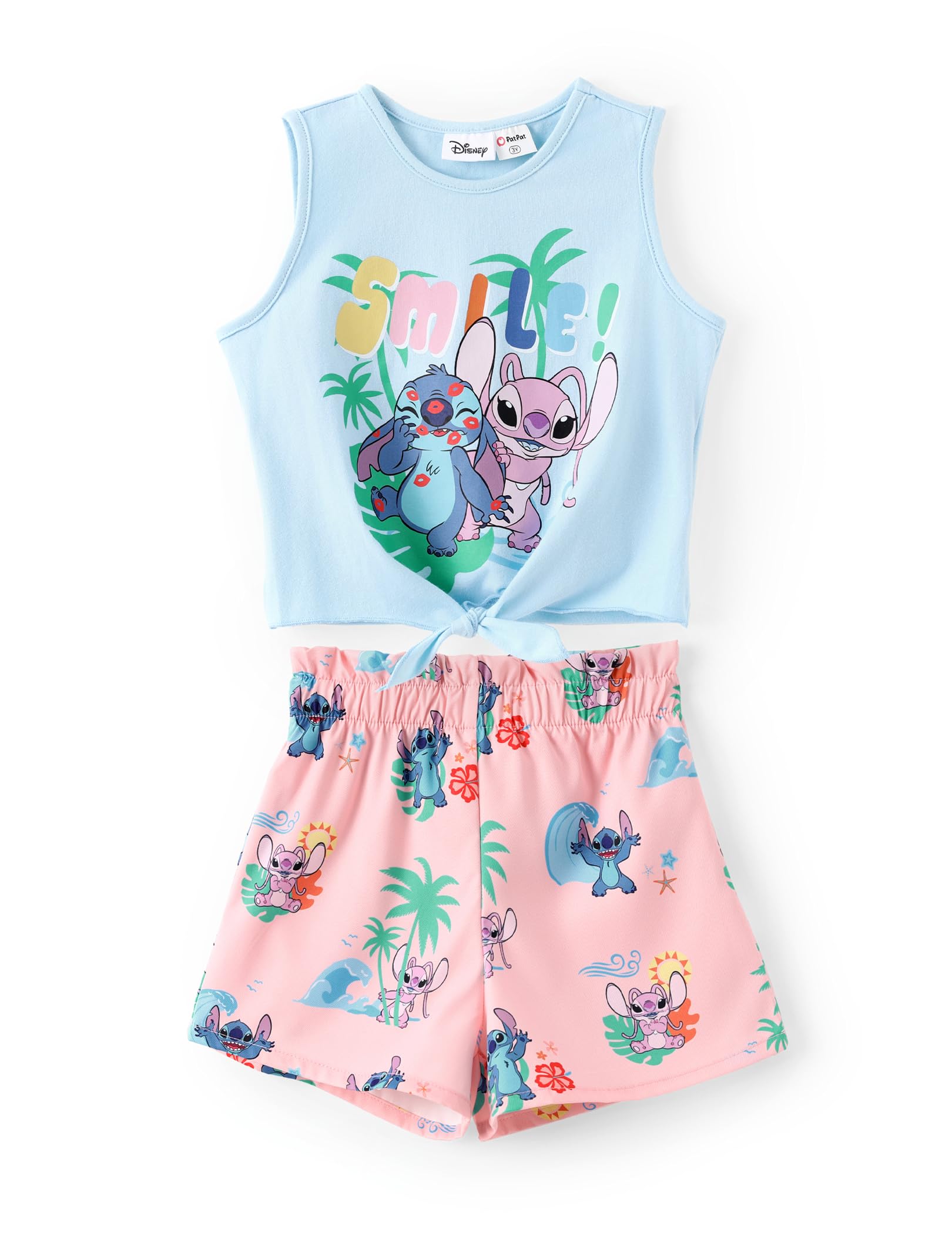 Disney Girls Outfits Long Sleeve Knot Front Shirt Flare Pants 2PC Clothes