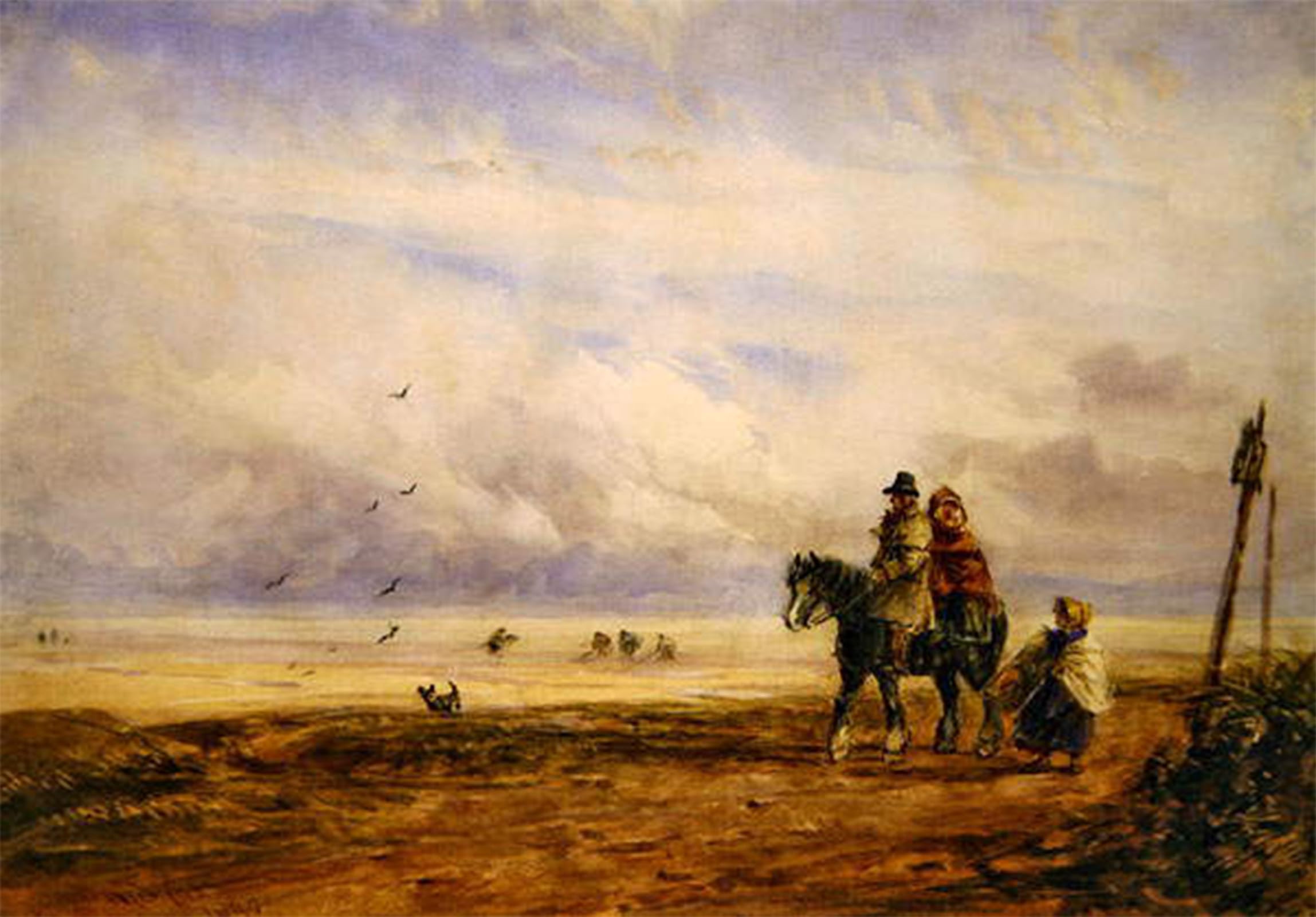 ARTXLXXBN Famous Painting Canvas Artwork Graffiti Print on the Shore by David Cox Portrait Canvas Image for Home Decor 60x90cm