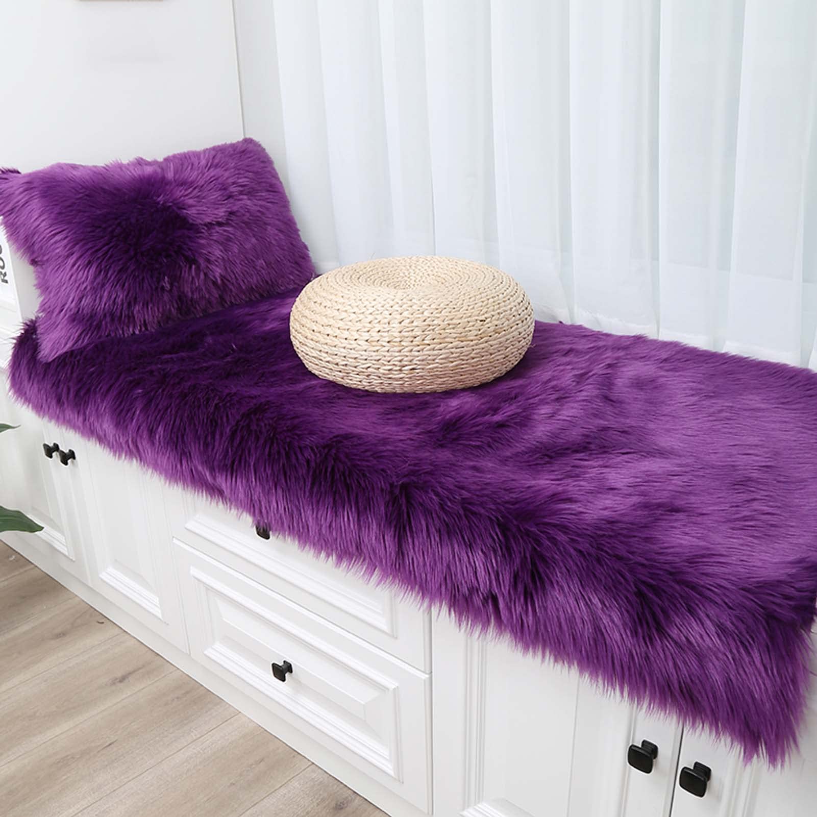 Superweicher Kunstfell-Teppich, 60 x 150 cm, Hochflor, Wohnzimmerteppich, Plüsch-Kunstfell, gemütliches Schlafzimmerdekor, luxuriöse Lammwoll-Imitationsmatte