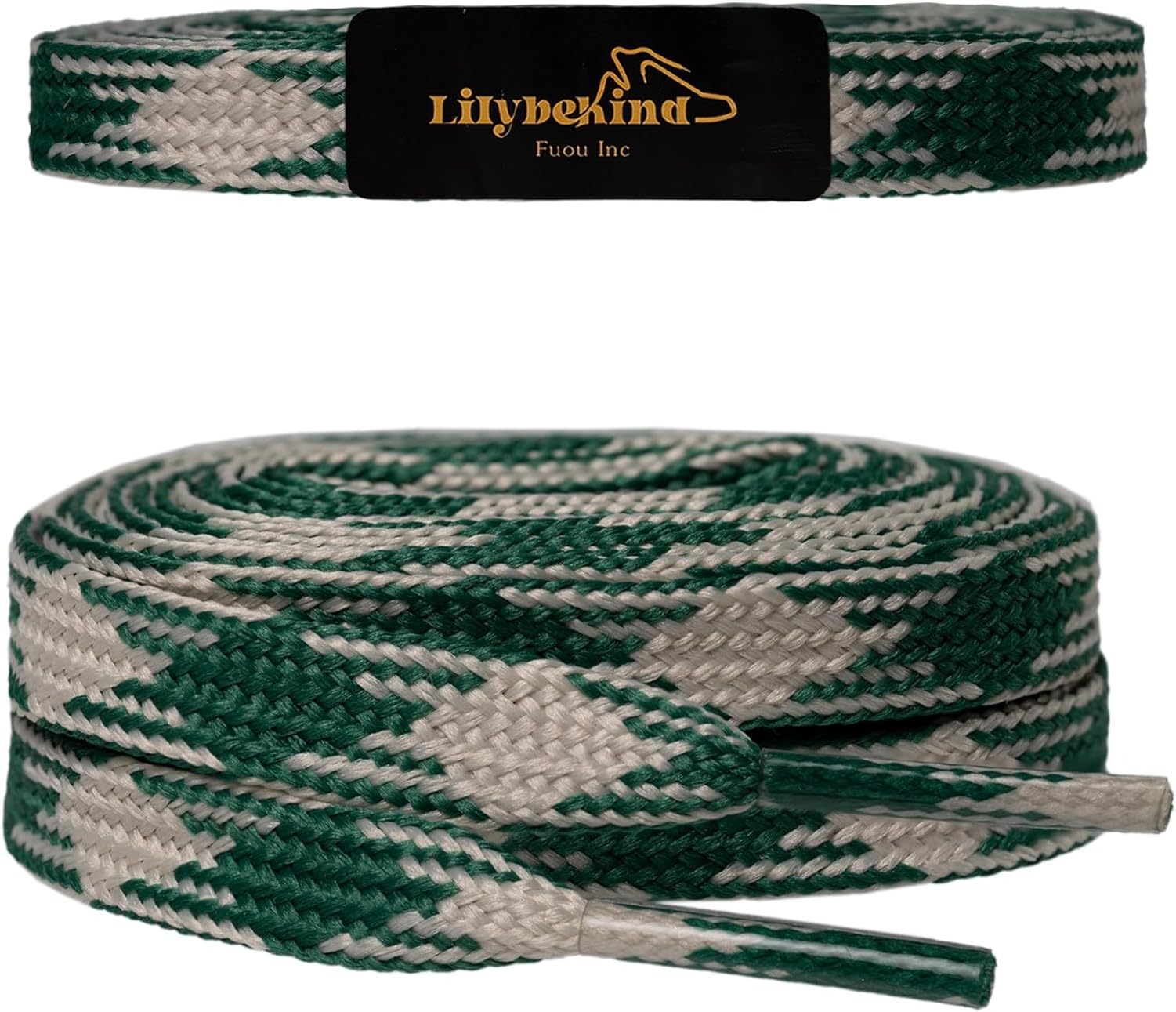 WOMGKDA Colored Flat Shoe Laces 5/16'' 51'' Replacement Shoelaces for Sneakers Gym Trainers Shoestrings, Green White