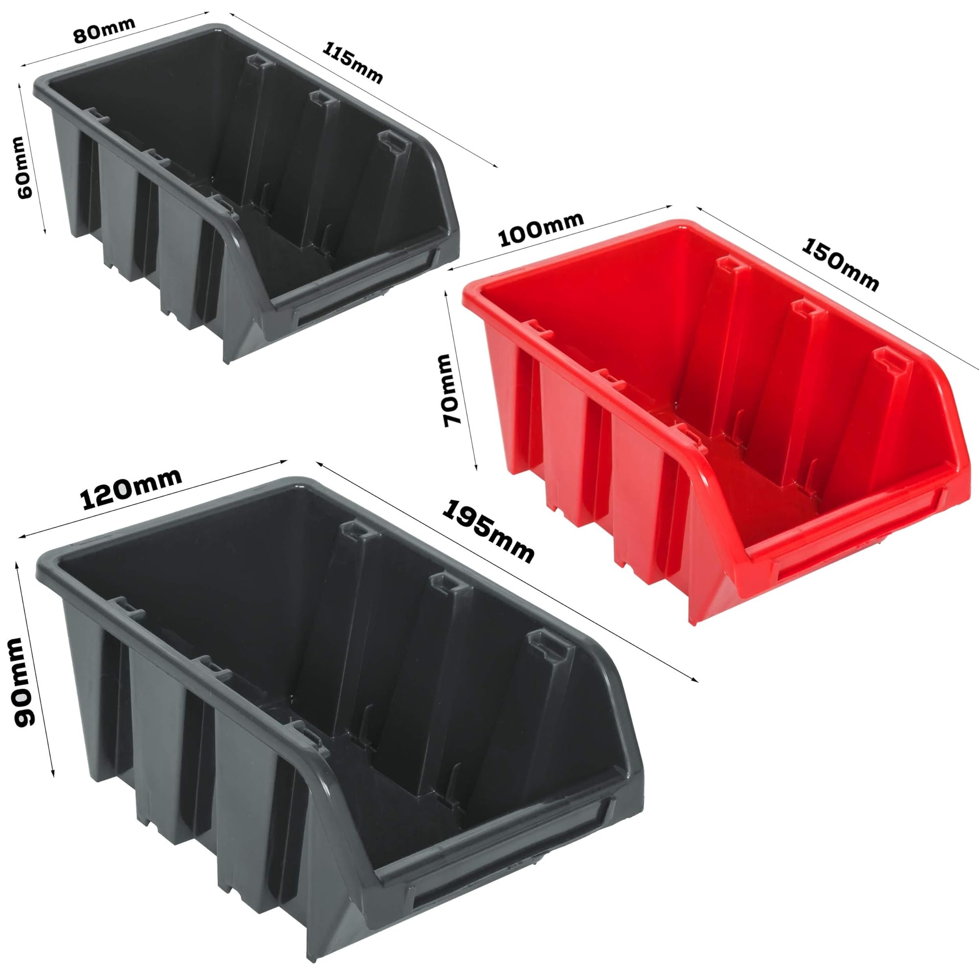 botle - Scaffalatura da parete con 26 scatole impilabili per attrezzi, sistema di stoccaggio scomparti da officina, pannelli a parete extra robusti ed espandibili, 78 x 78 cm