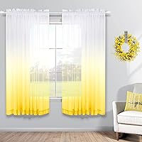 Vista 21 de KOUFALL Cortinas de ventana de baño para ducha, juego de 2 paneles de cortinas cortas transparentes en blanco y negro para cocina, dormitorio