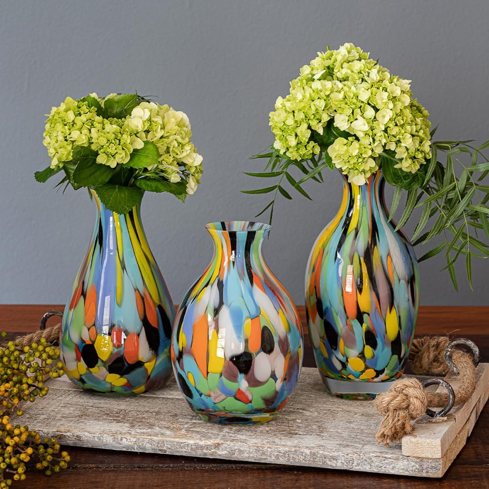 Ca D Oro Small Colored Glass Vase Confetti Effect Hand Blown Murano-Style Art Glass for Flower, Room Decoration and Centerpiece - Model Nº 66 - Image 3