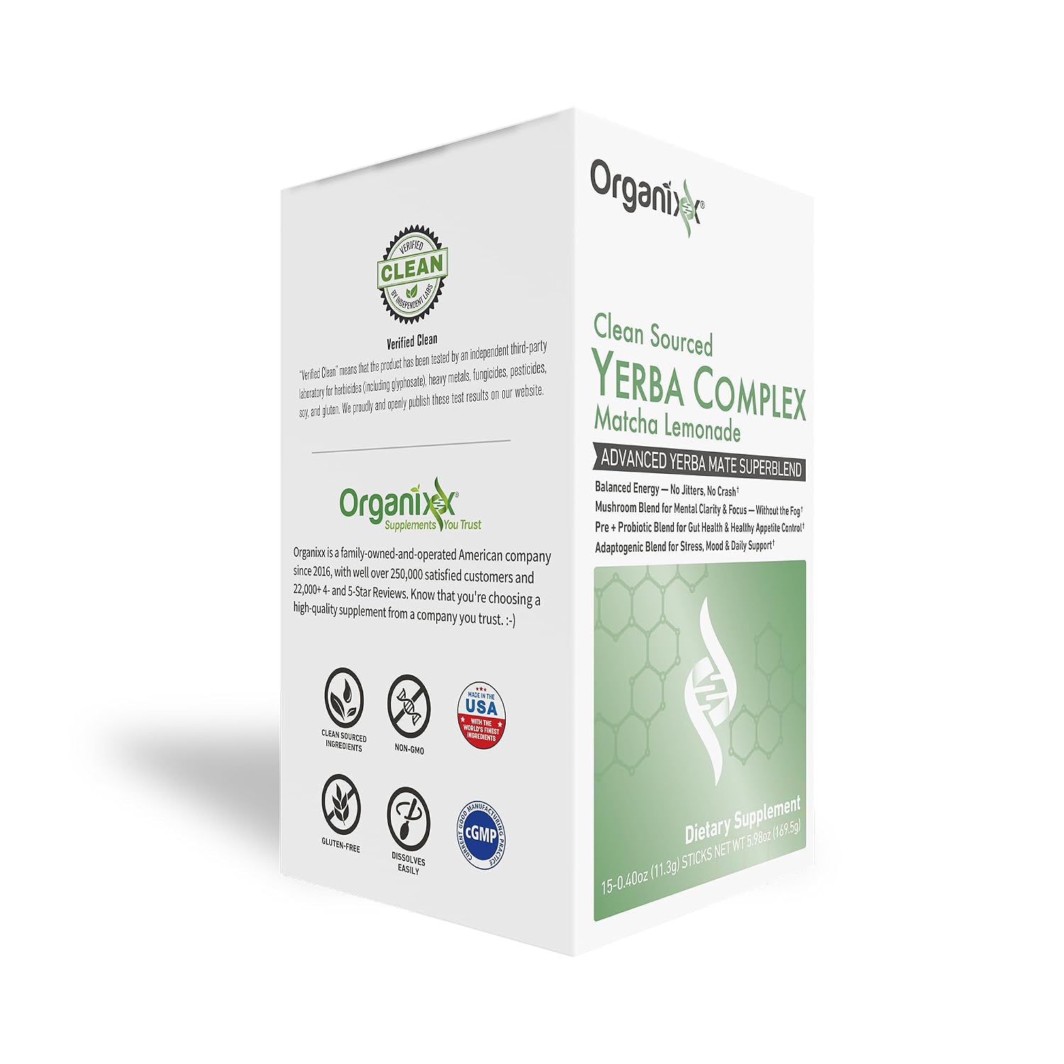 Organixx Yerba Complex, Ashwagandha Energy Drink, Matcha Lemon 15pk image 3