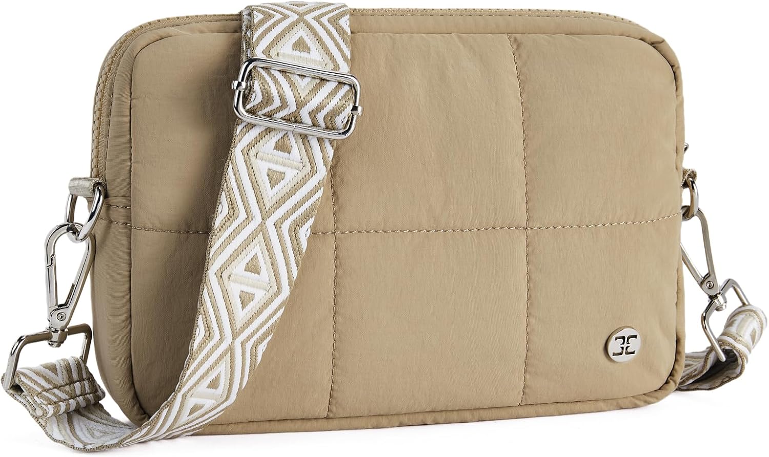 telena crossbody bags for women cross body purse with guitar strap lightweight puffer shoulder bag for travel khaki