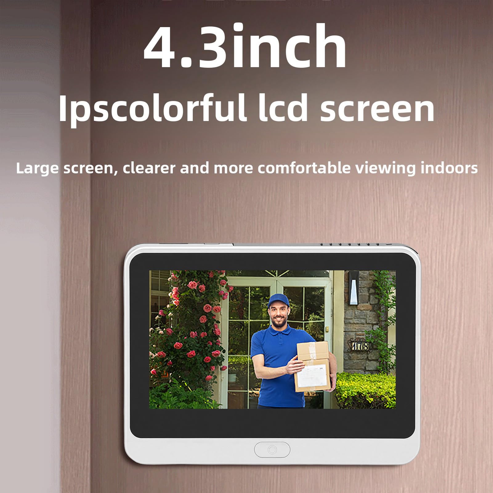 Timbre con Vídeo Inteligente 1080P, Timbre Visual Inteligente con Pantalla LCD de 4,3 Pulgadas Detección de Movimiento PIR Reducción de Ruido de Conversación Bidireccional, para