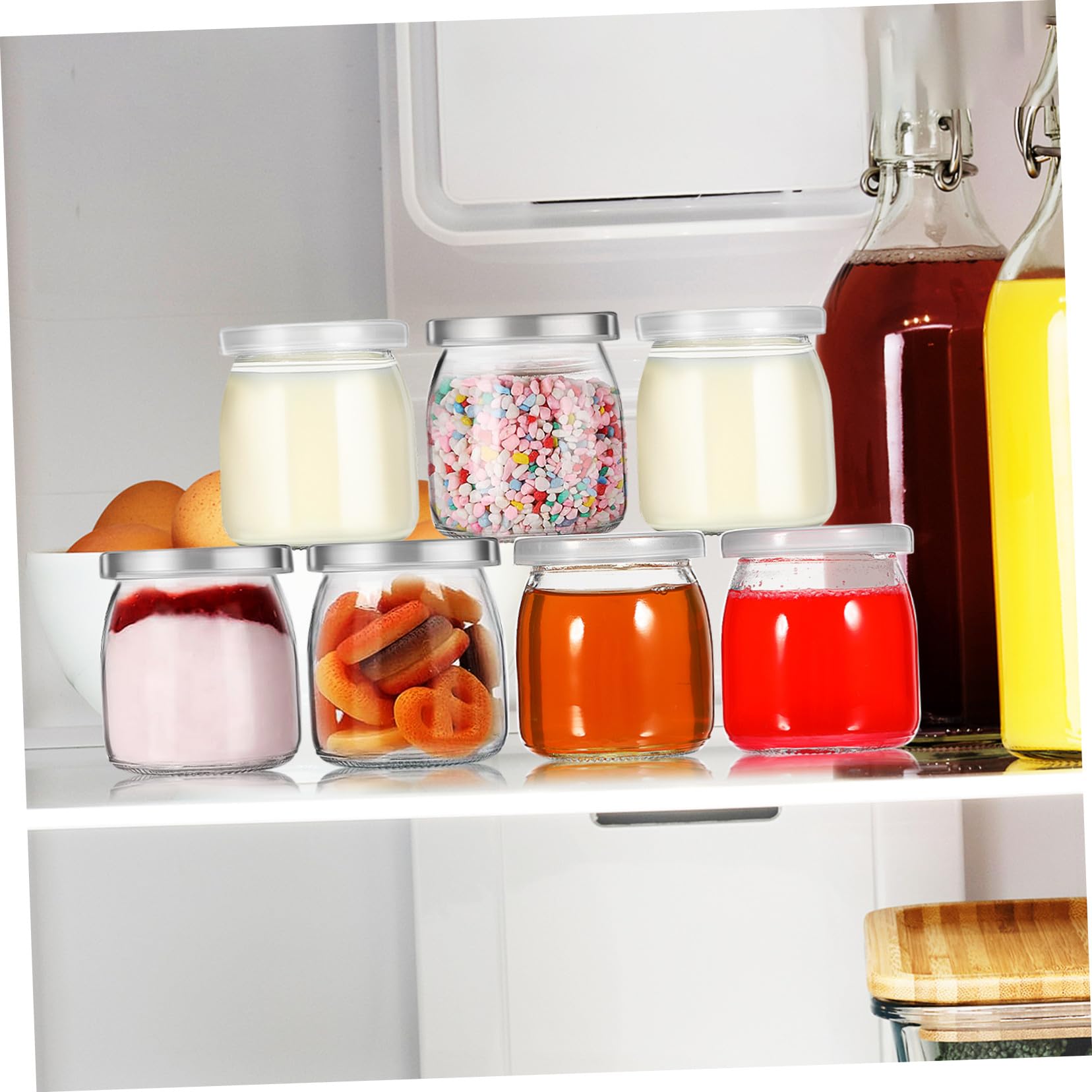 Cabilock 12 Stück Puddinggläser mit Deckel Hitzebeständige Glasbehälter für Joghurt Marmelade Desserts Stapelbar Luftdicht Verschließbar für Party Babybrei und Backen