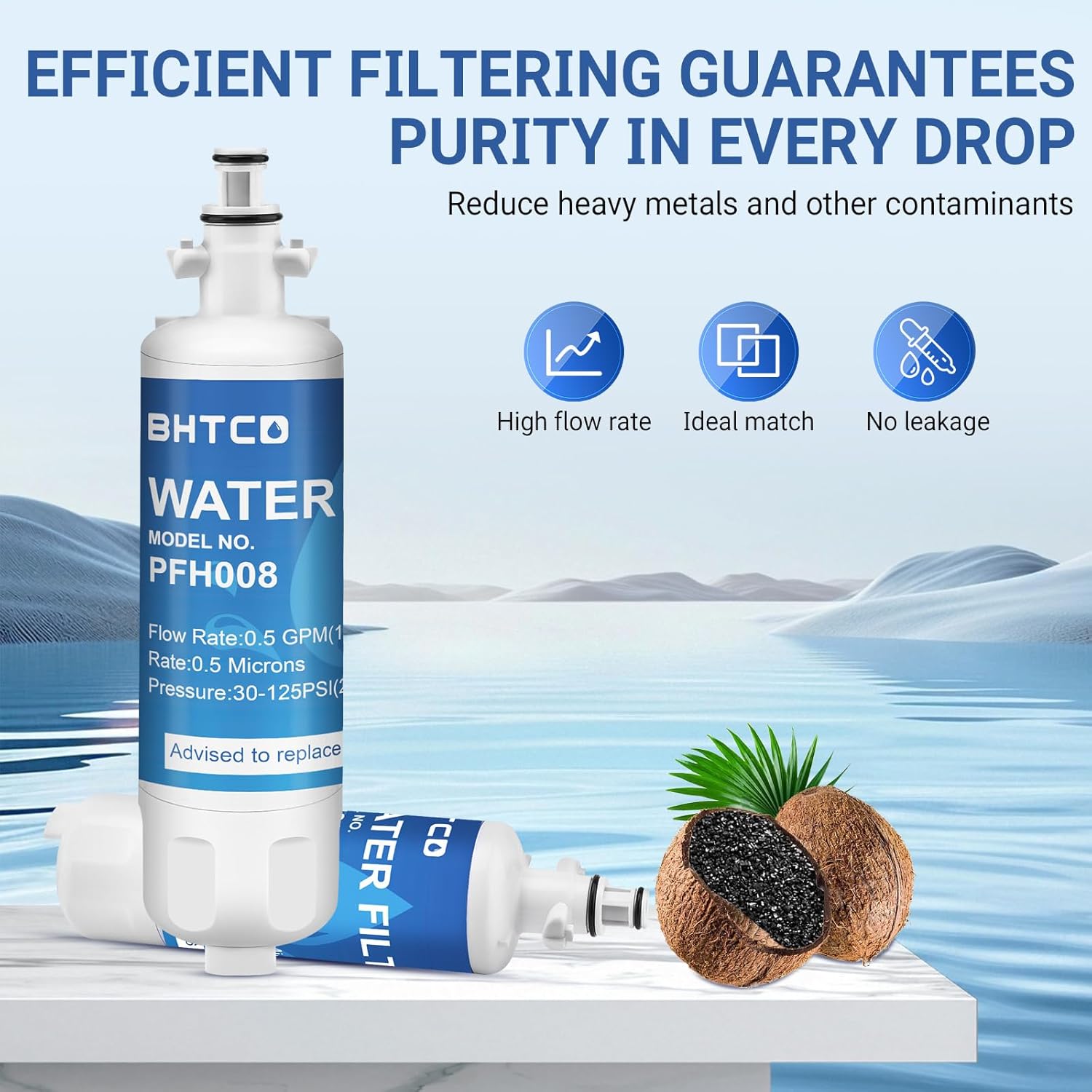 Refrigerator Water filter for LG LFXC24726S/D, LFXS29766S, LFX25991ST, LMXS27626S, LFX28978ST/W, LFXS30726S Replace (3pcs)