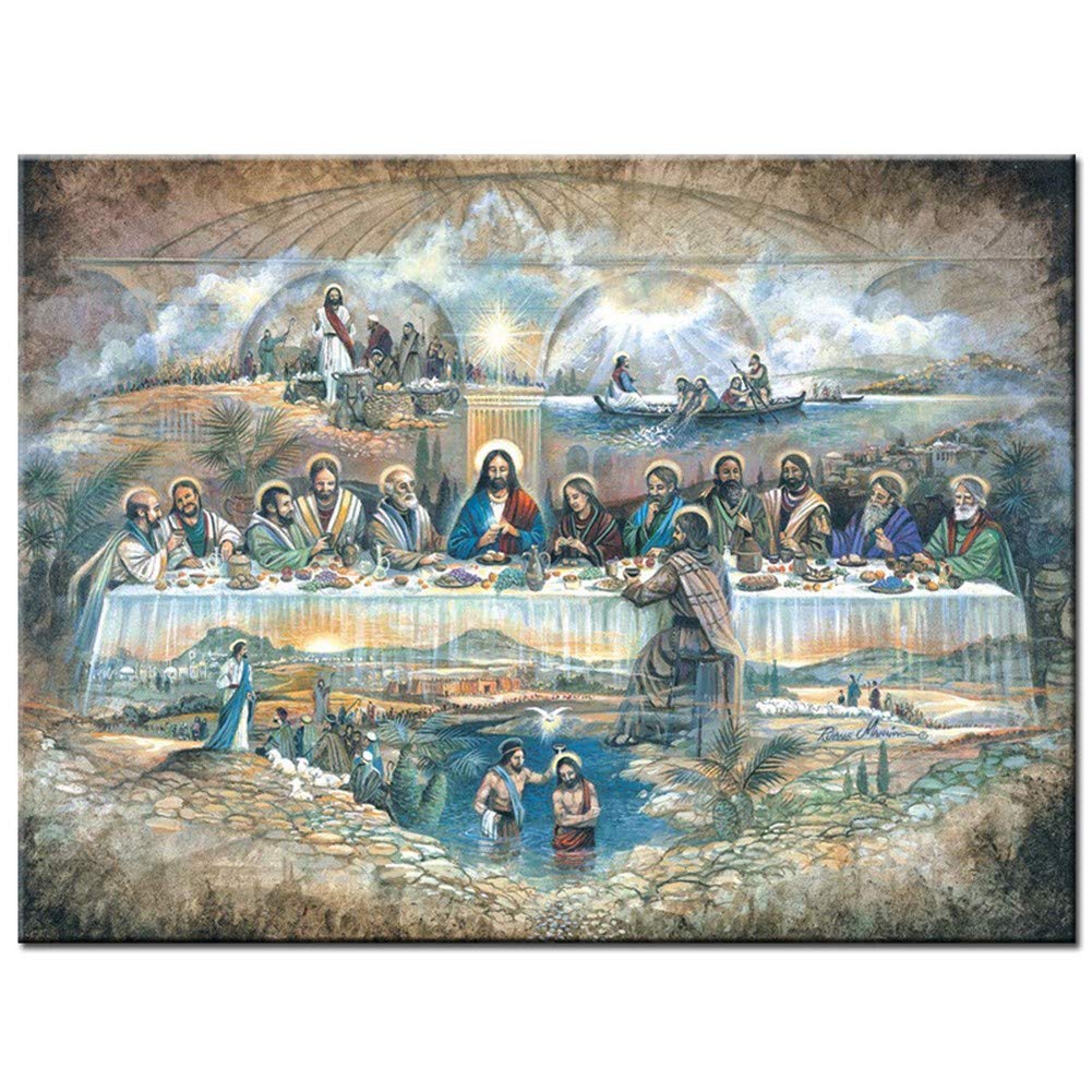 Diamond Painting Full Drill Kits Last Supper 40x50cm 16x20in DIY 5D Diamond Art Pictures Embroidery Painting Rhinestone Crystal Cross Stitch Mosaic Pasted Canvas for Home Wall Decoration