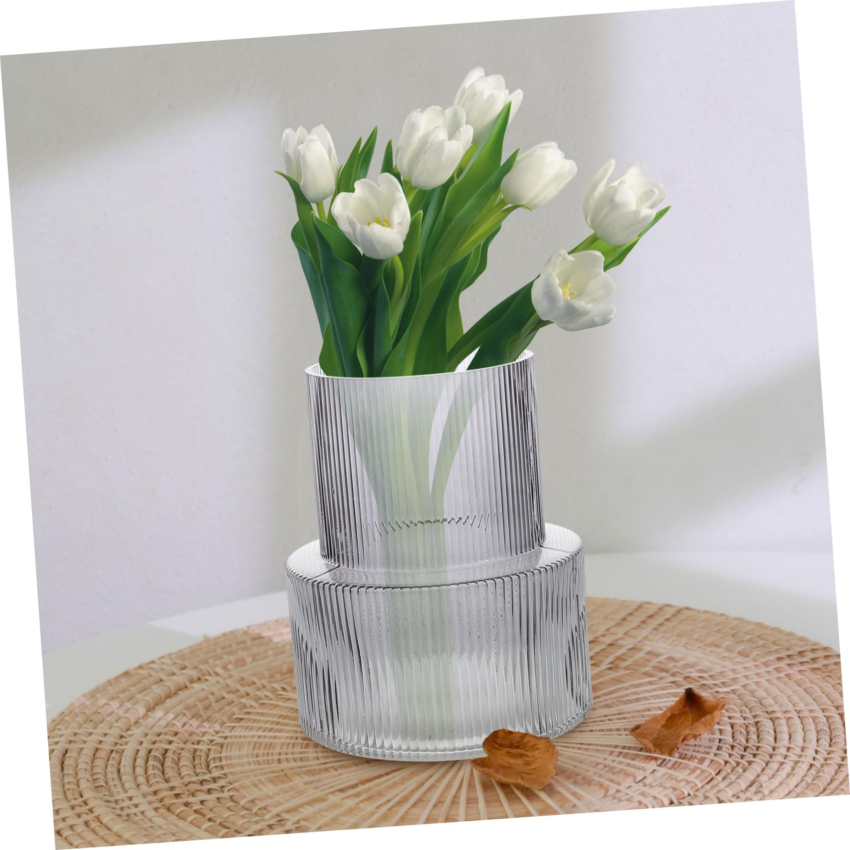 ABOOFAN Vase Propagation de Plantes Facile à Nettoyer en Verre Côtelé Transparent Moderne et Élégant Décoration de Table à Manger