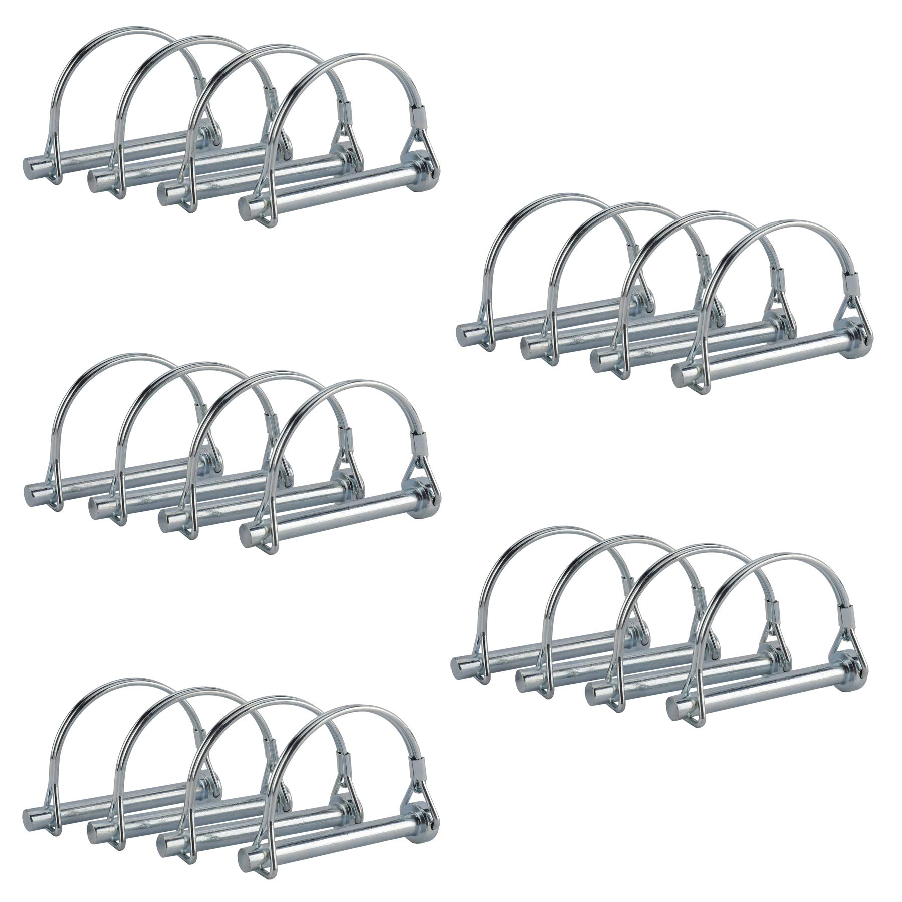 AuInn Pack of 20 Wire Lock Pins, 5/16 Inch Shaft Locking Pin Heavy Duty Safety Coupler Pin Hitch Pin with Round Arch Wire Retainer for Trailers Lawn