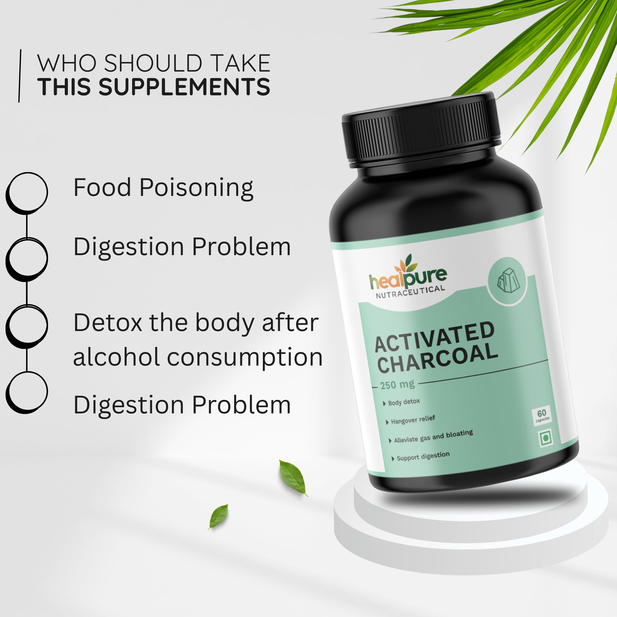 HEALPURE NUTRACEUTICAL Activated Charcoal 250 Mg - (60 Capsules) 3