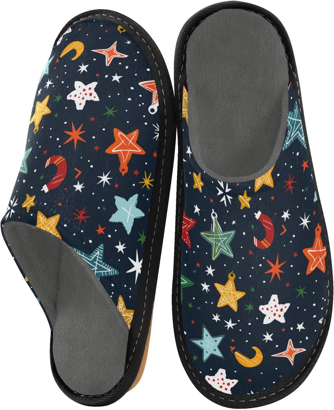 Stars with Christmas Elements Women Slippers Memory Foam Ladies House Shoes for indoor outdoor image 2