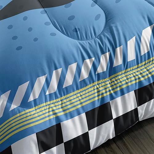 Miniatura 6 de Edredón de camión monstruo azul, tamaño individual, juego de ropa de cama con estampado de camión monstruo para niños pequeños, 1 edredón con 2