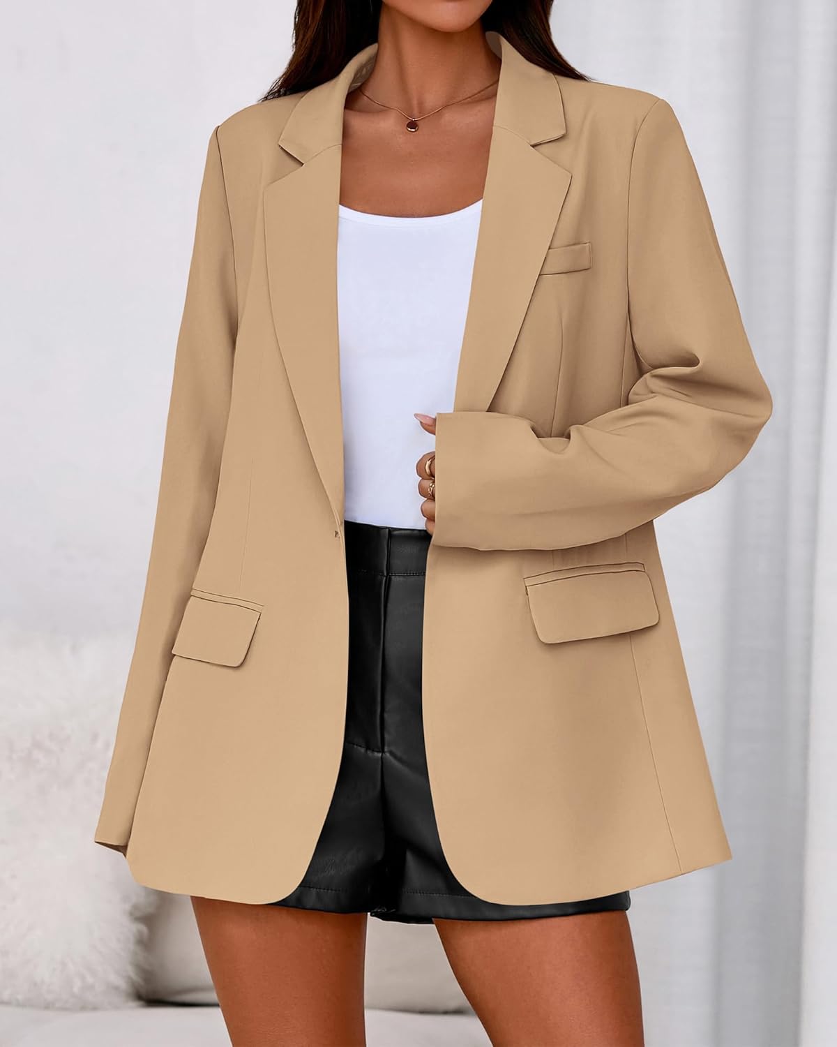 BTFBM Blazers for Women 2026 Spring Business Casual Clothes Open Front Oversized Winter Coats Work Office Suit Jackets - Image 2