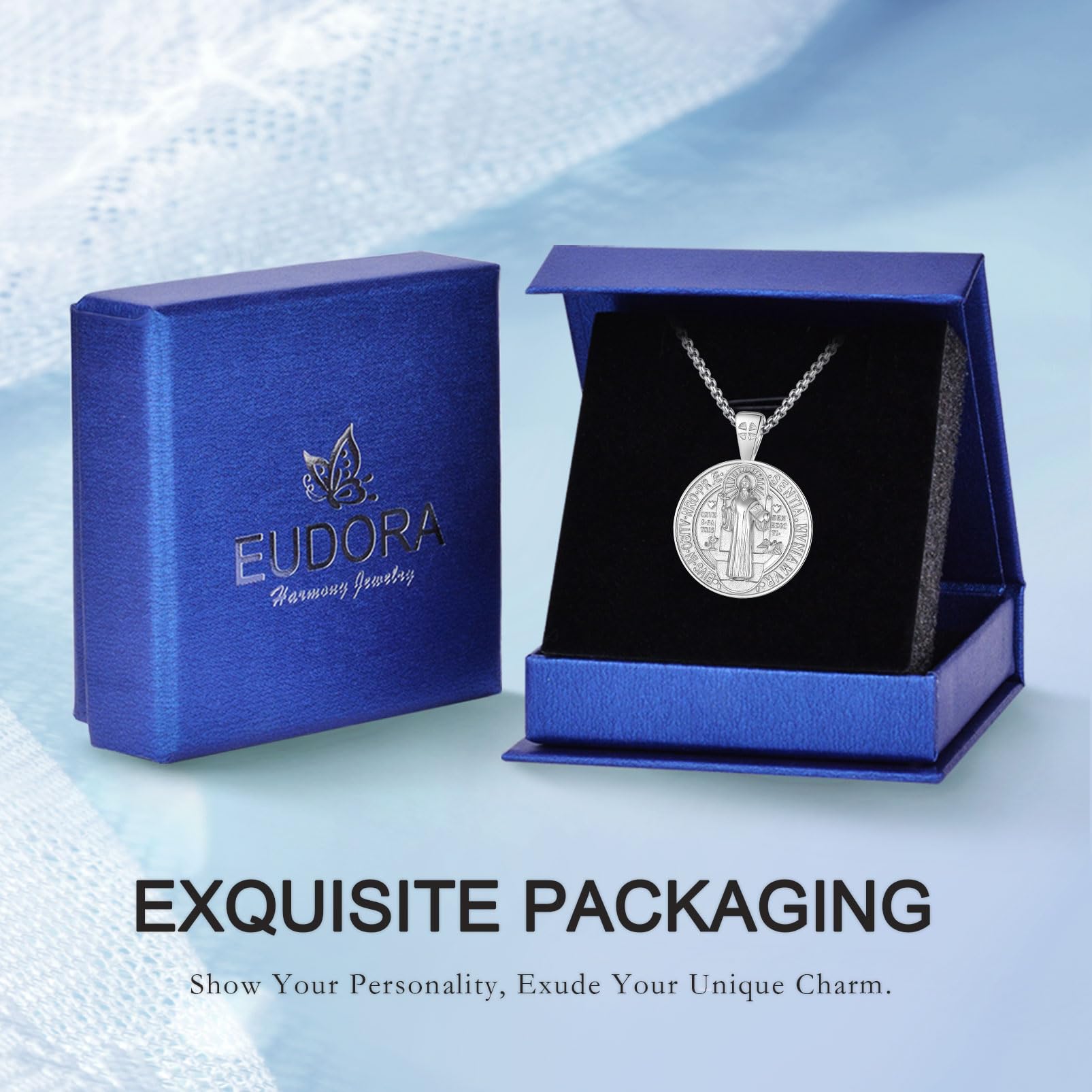 Sterling Silber 925 Kreuz Kette Heilige Christophorus Benedikt Maria Wundertätige Medaille Erzengel Medaille Gabriel Metatron Siegel der 7 Erzengel für Damen Herren Frauen
