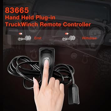83665 Winch Remote Controller Compatible with Warn M8000 M10000 M12000 Winches, 5-Pin Plug-in Handheld Control with 12ft D-Shape Plug, Ergonomic Grip for Truck SUV Winch