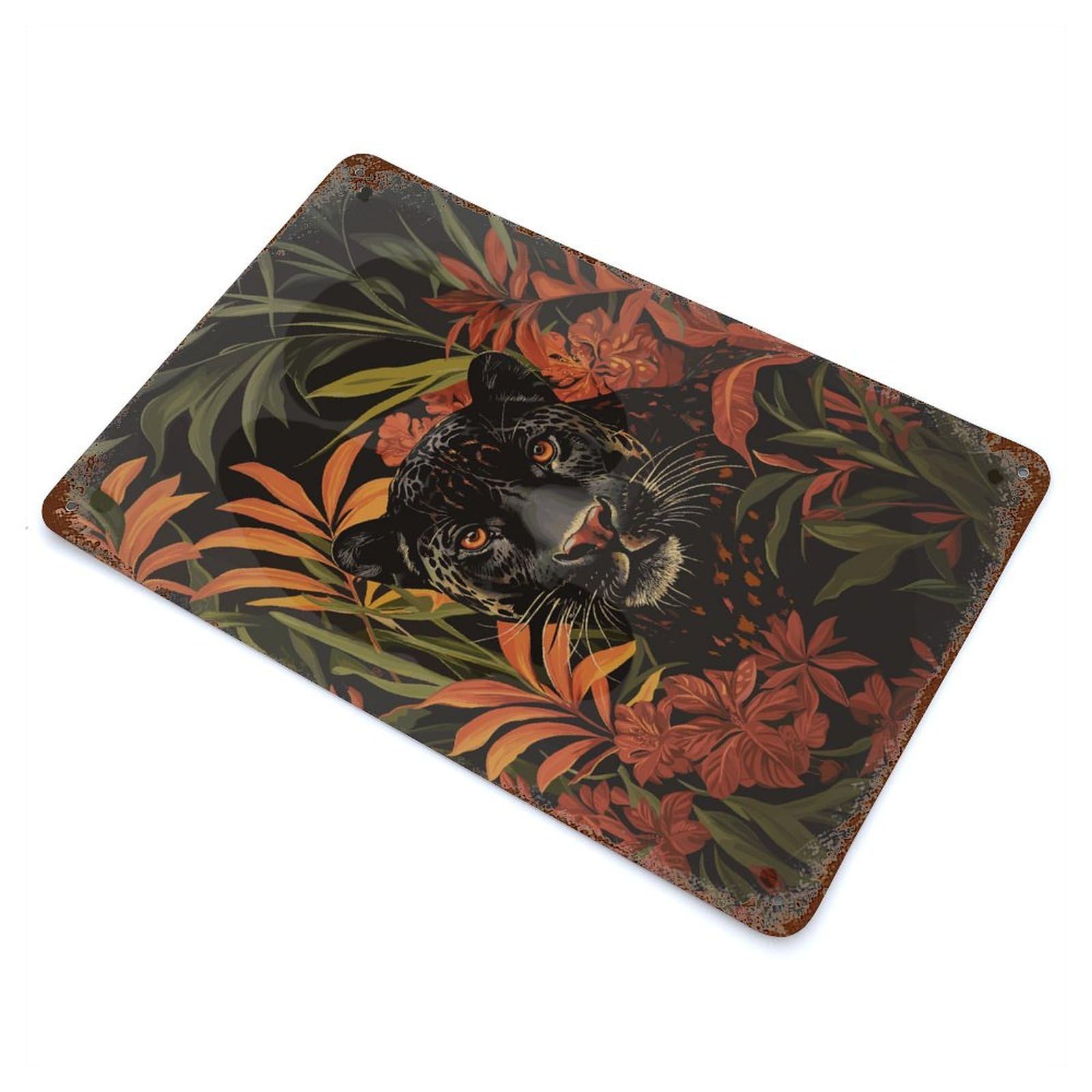 Black Panther in Jungle Vintage Metal Tin Sign 11.8"x7.9", Retro Wall Decor for Office, Studio And Wall Decor
