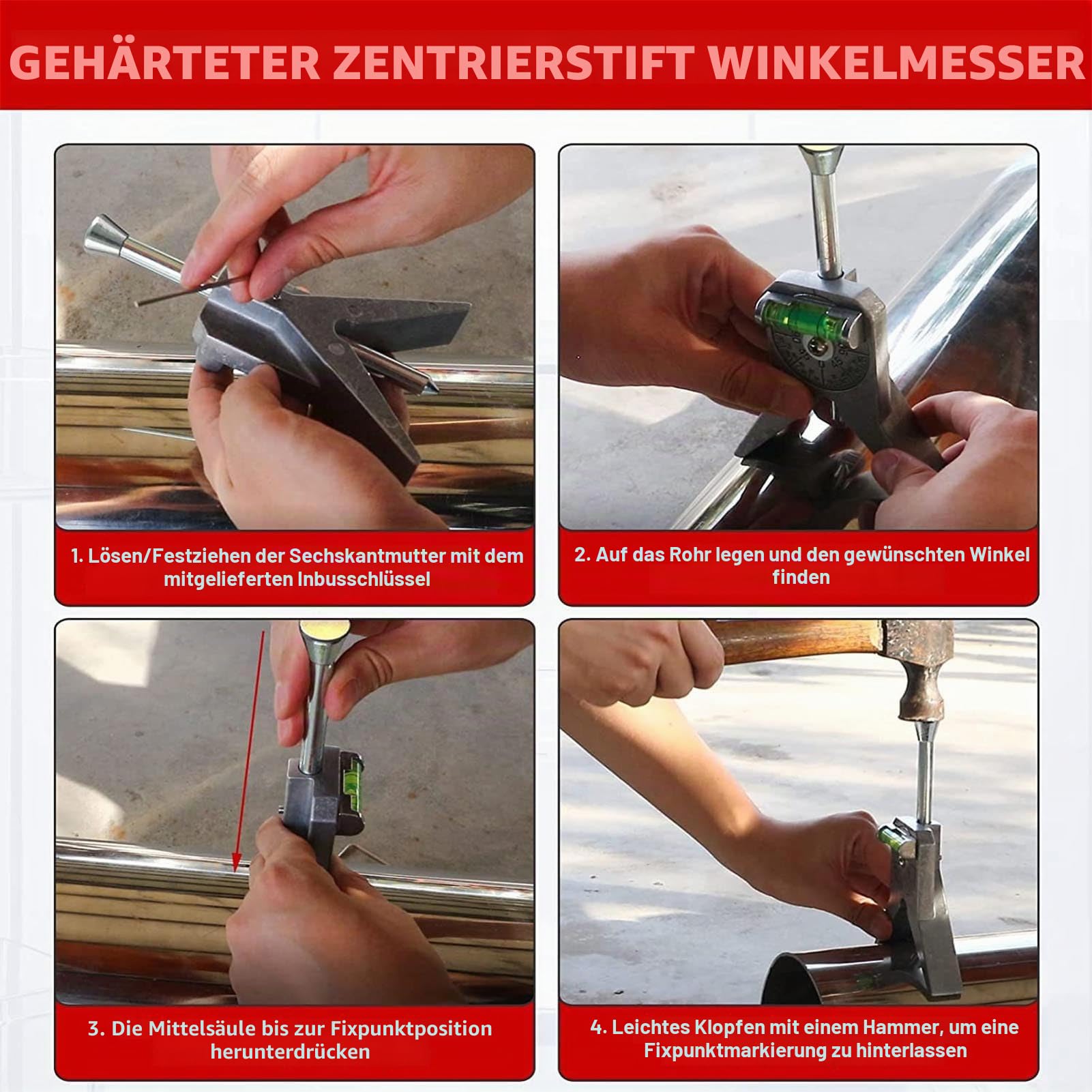 Rohr-Körner-Locator, verstellbare Rohrausrichtungslehre, Pipefitter Center Finder, Rohrzentrierungsschablonen-Werkzeug für Rohrverbindungsschweißen