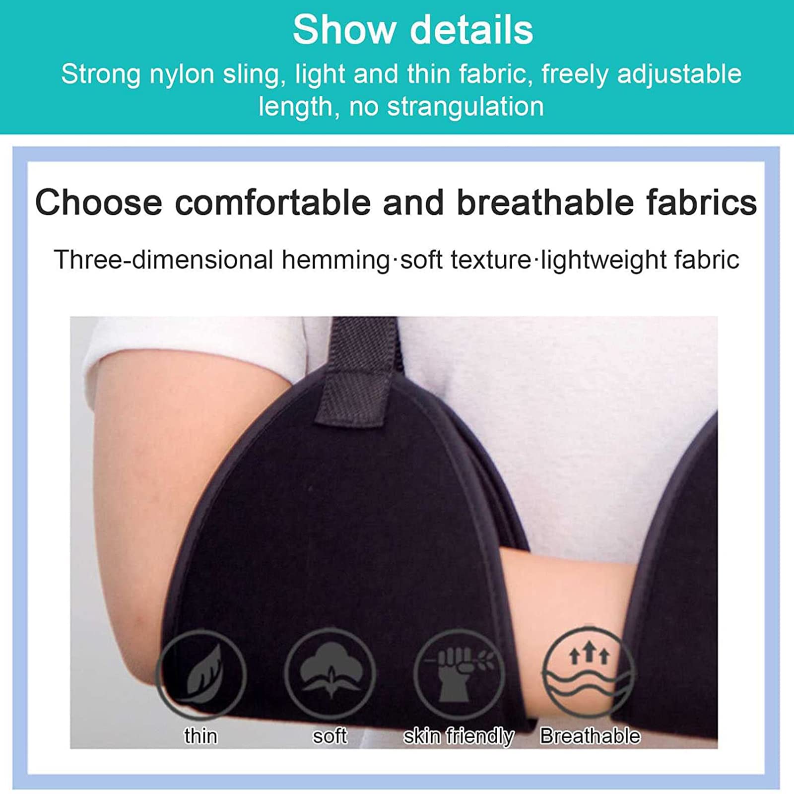 Eslinga de antebrazo, soporte de brazo para hombro y cuello, muñequera de brazo, eslinga de protección contra lesiones en brazo, ayuda a aliviar el dolor, diseño ergonómico