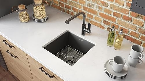 Vista 15 de Ruvati RVH7121BL - Fregadero de cocina de acero inoxidable negro de 21 pulgadas