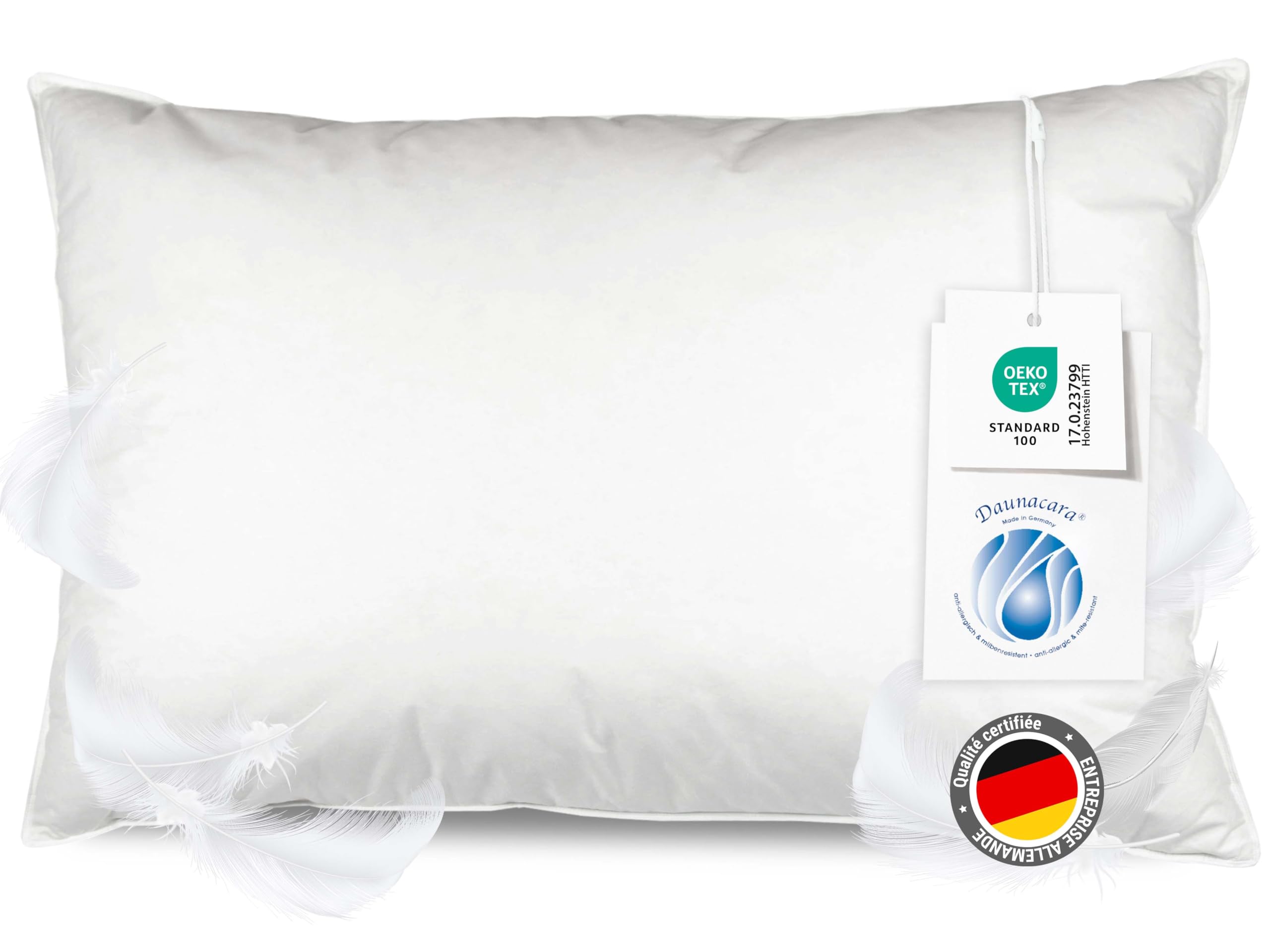 Fanny & Céline Oreillers de Lux Pur Coton Percale 80 Fils Lot de 2x50x70cm
