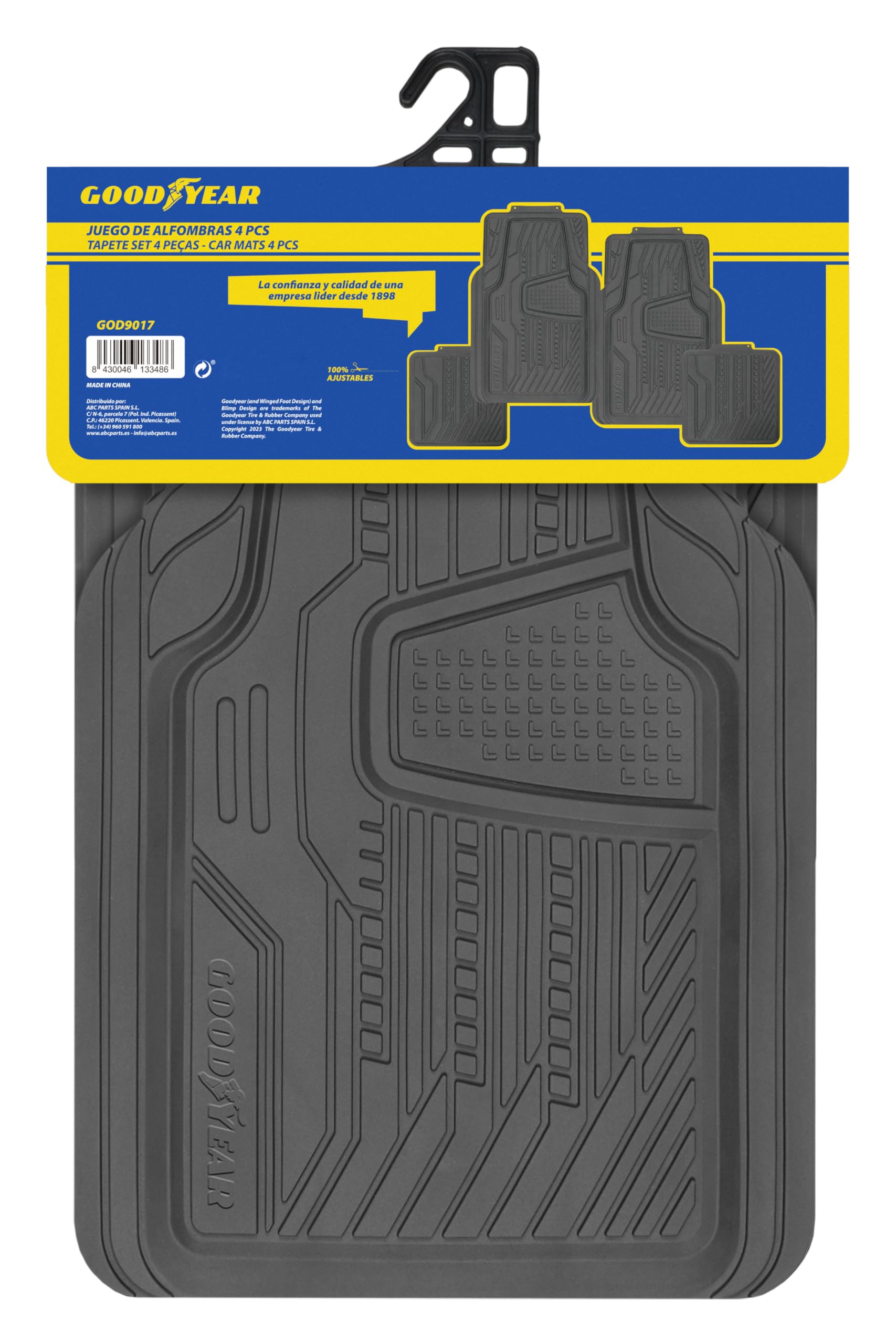 Goodyear GOD9017 1 Set Di Tappetini In Gomma, 4 Pezzi Ritagliabili, Nero (America)