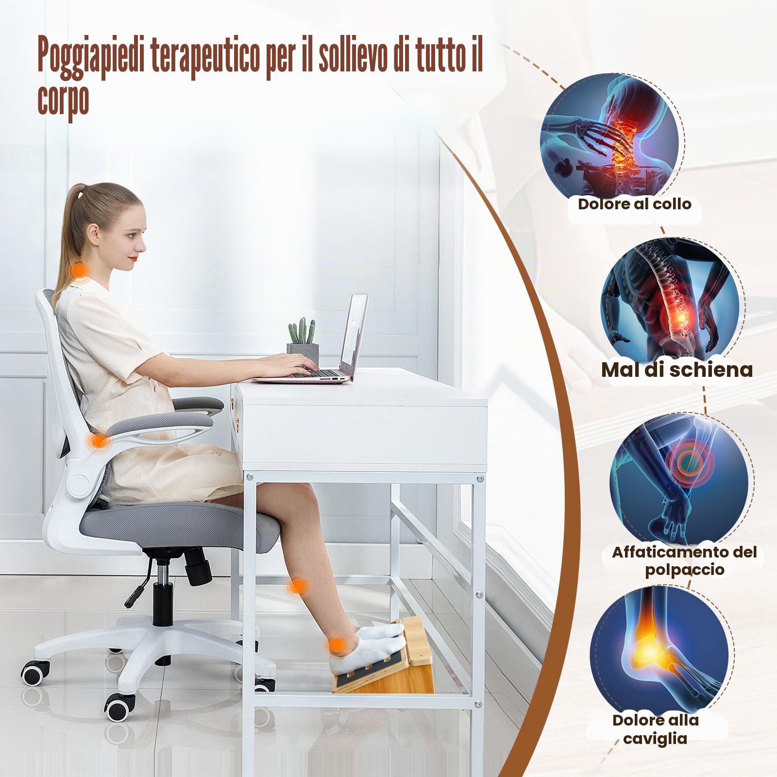 StrongTek Poggiapiedi sotto la scrivania, pedana, plancia di equilibrio, antiscivolo, casa, ufficio e computer 15Wx11L