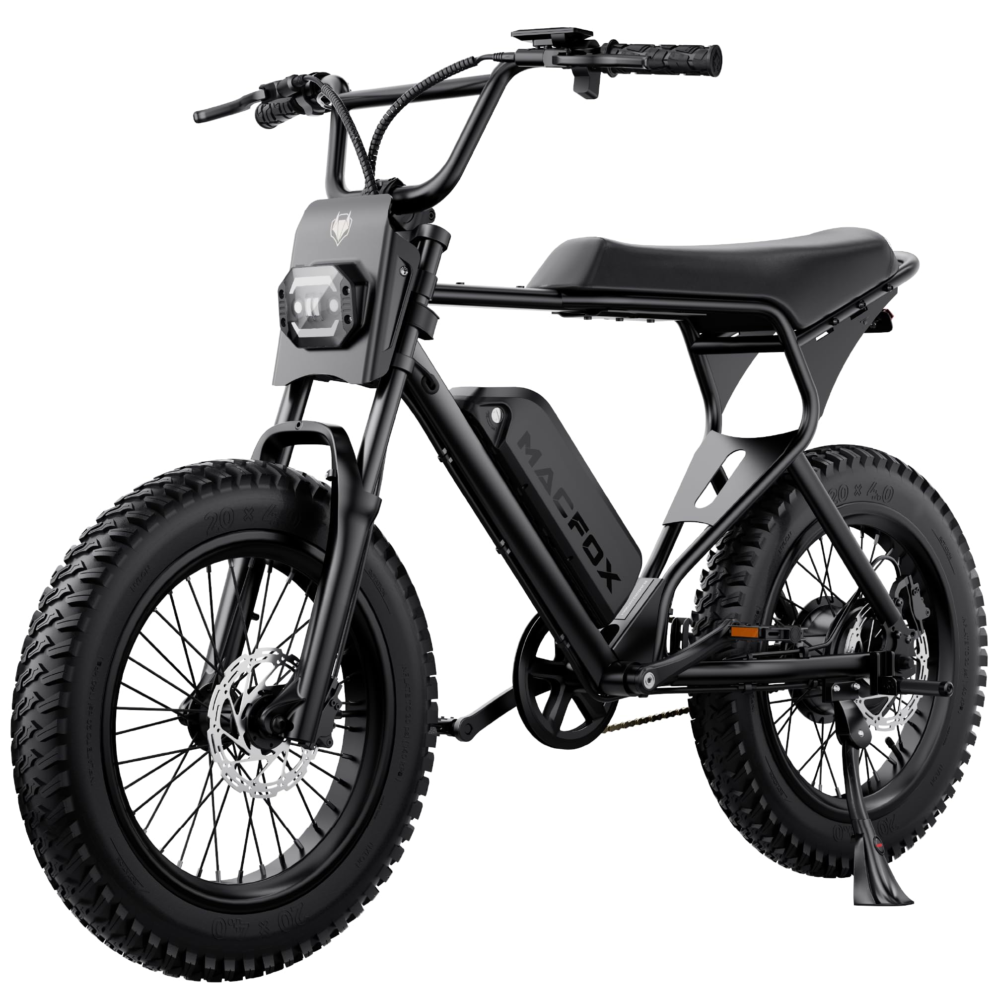 MACFOX X1S Electric Bike for Adults, 20" Fat Tire 20 MPH & 28 Miles 3 Gears 48V 10.4Ah Removable Battery, Torque 65 NM All-Terrain E Bike for Mountains, Snow, Sand, Road（US Warehouse）