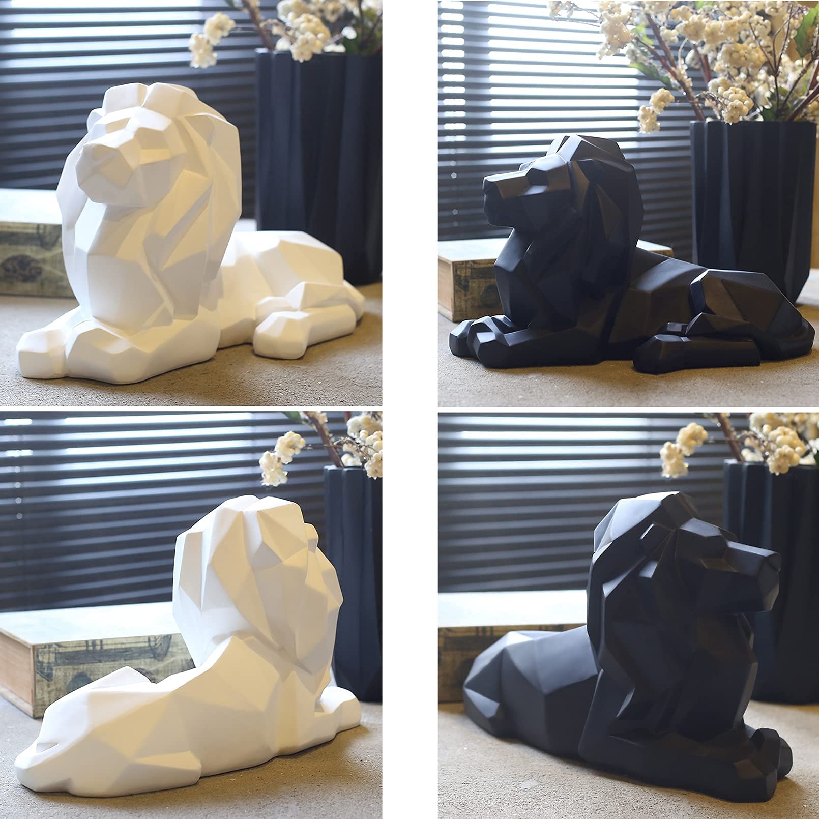 Amazon.co.jp: ライオンの彫刻の彫像、工芸品、机、装飾、幾何学模様