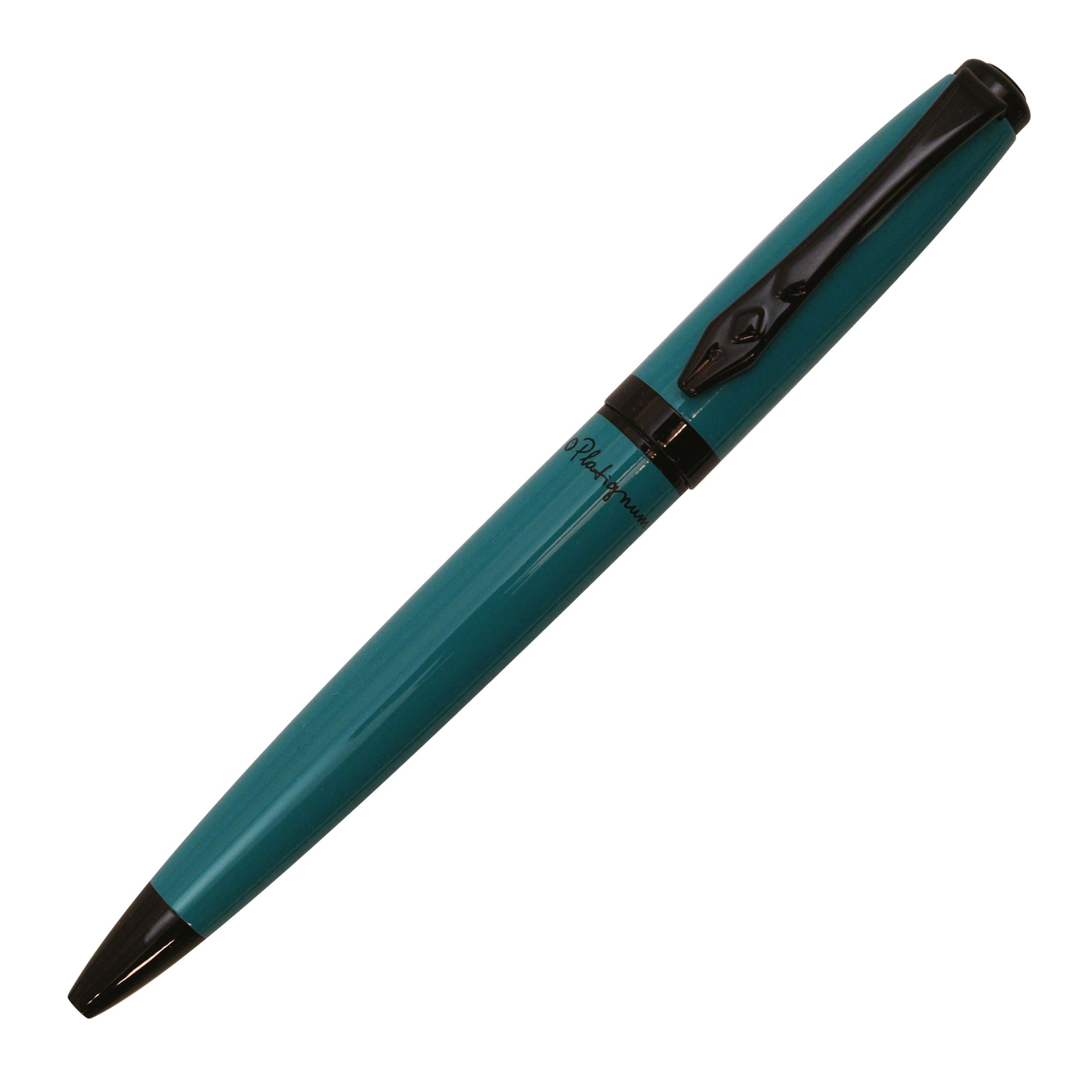 Platignum Studio Turquoise Ballpoint Pen with Blue Ink in Gift Box (Black Ink Refill Included) [Pack of 1] Ref: 50310