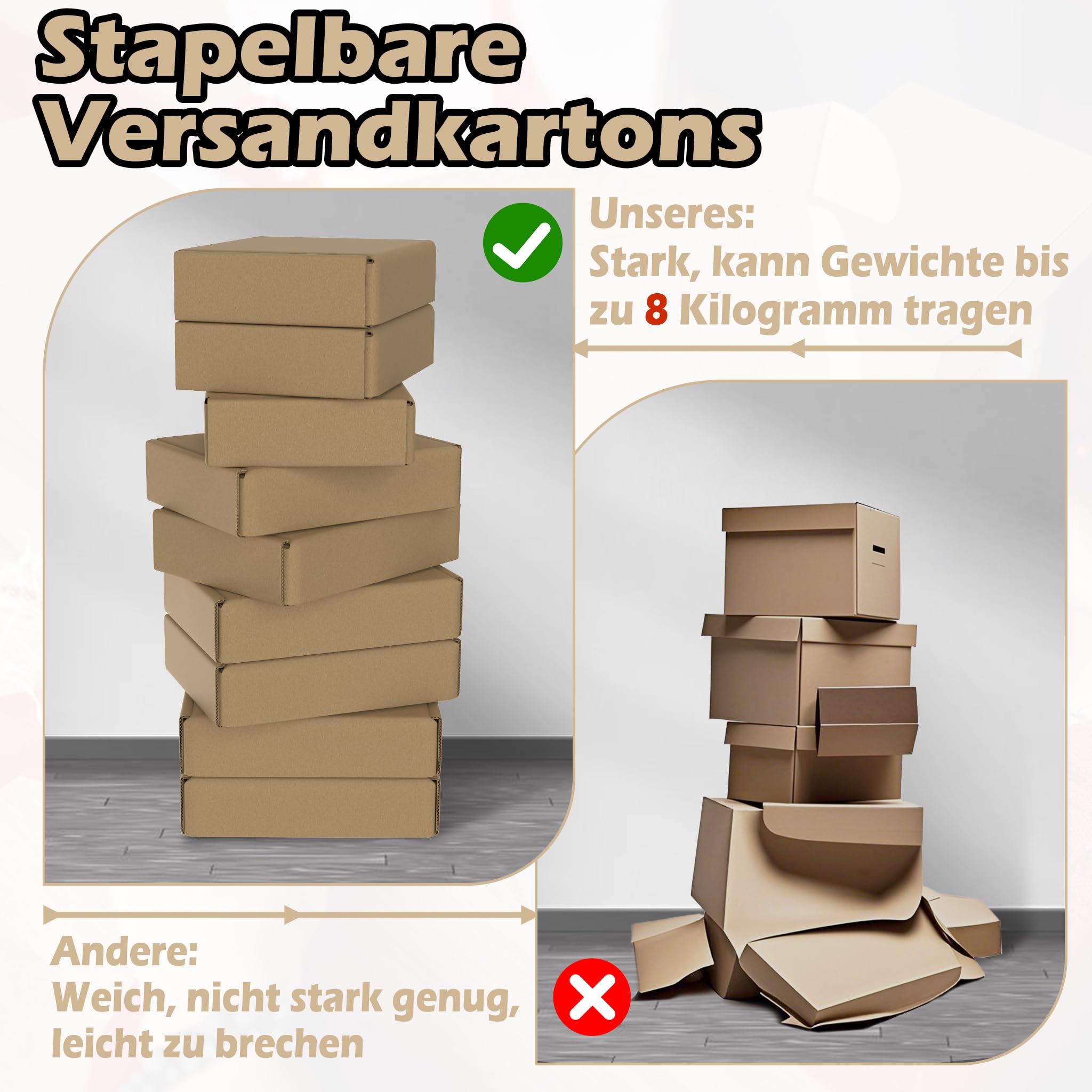 Maxibrief Großpackung 20x15x5cm, 800 Wellpappkartons | Glatte braune Kartonoberfläche zum einfachen Beschriften mit Stiften oder Aufklebern für klare Sendungsmarkierung