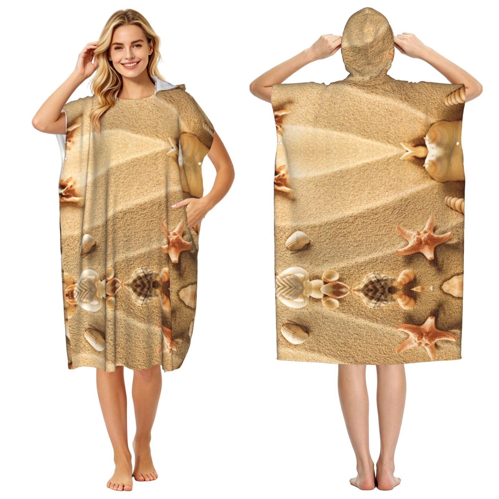 Poncho à capuche en microfibre adulte léger pour le surf, la natation et la plage en été