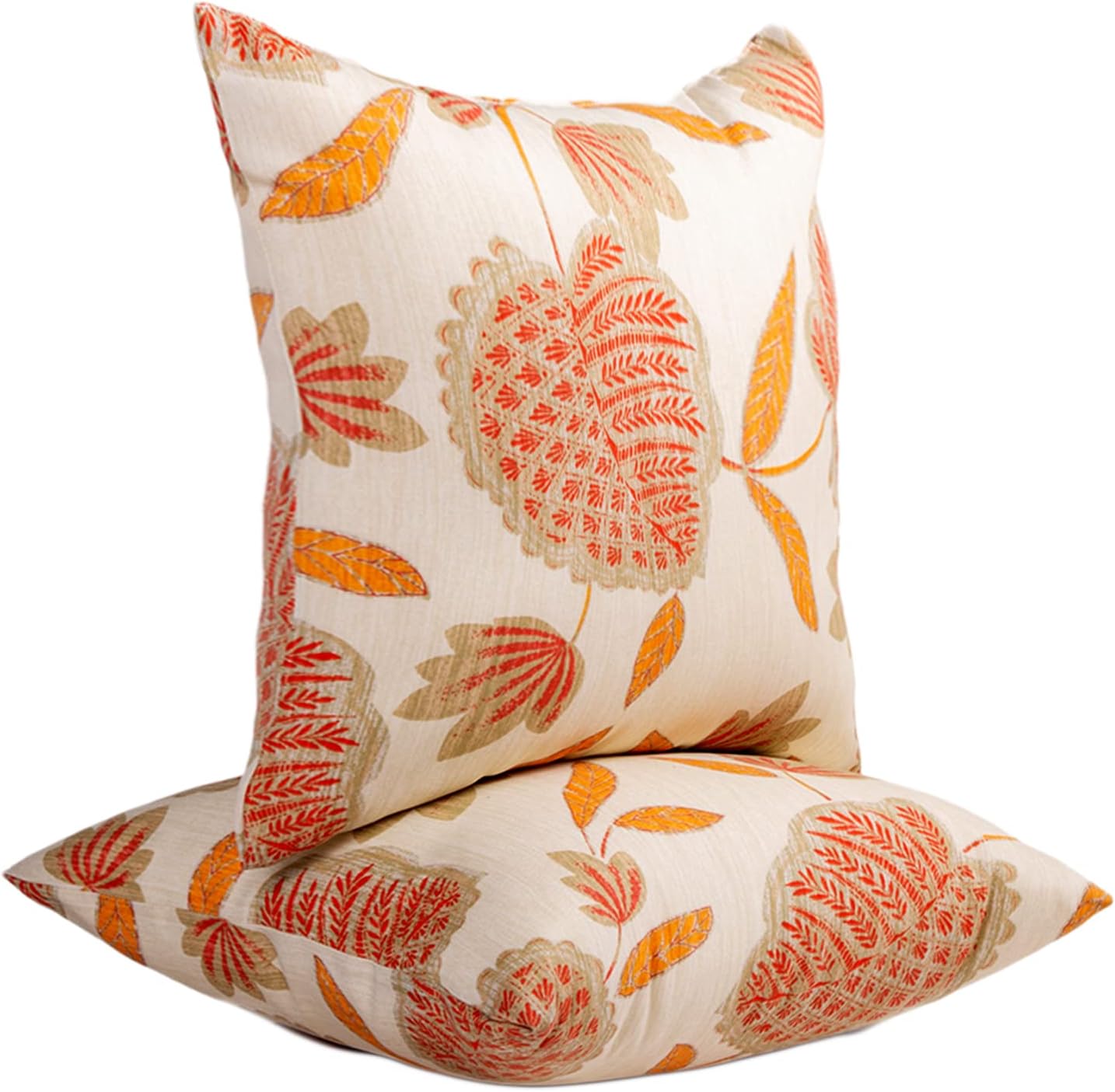 JMGBird Outdoor Throw Pillows Waterproof Set of 2 Outdoor Pillow 18×18 Inch Decorative Pillows for Bed, Couch, Sofa and Patio Furniture White With Orange