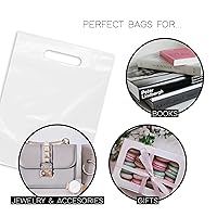 Vista 3 de Purple Q Crafts Bolsa de plástico transparente con asas de 9 x 12 pulgadas, bolsas de plástico troqueladas esmeriladas transparentes con asas