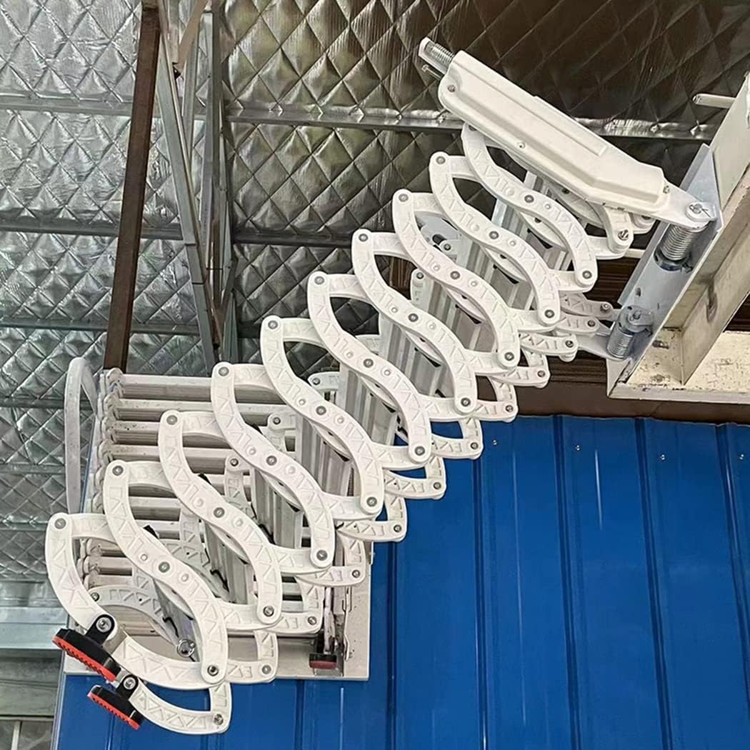 Attic Ladder to Climb Telescopic Folding Stairs 3-9.84ft Wall Mounted Loft Step-Ladder Size Custom (H-3M/9.84ft,Steel)