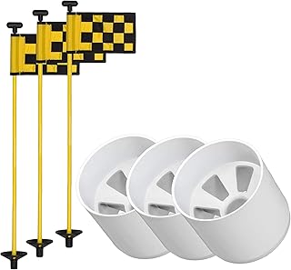 Golf Flag and Cup for Yard Practice Set. Premium Quality Mini Putting Green Flags and Poles Set Includes 3 Golf Cups for Putting Green & 3 Golf Flags For Yard & 3 Golf Flagsticks