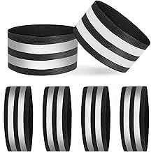 AOROPS Doppel Reflektorbänder, 6 Stück Reflektorbänder mit Klett Reflektierende Sicherheits Armband, Reflektoren Armband Reflektorbänder Schwarz für Outdoor Jogging Radfahren.