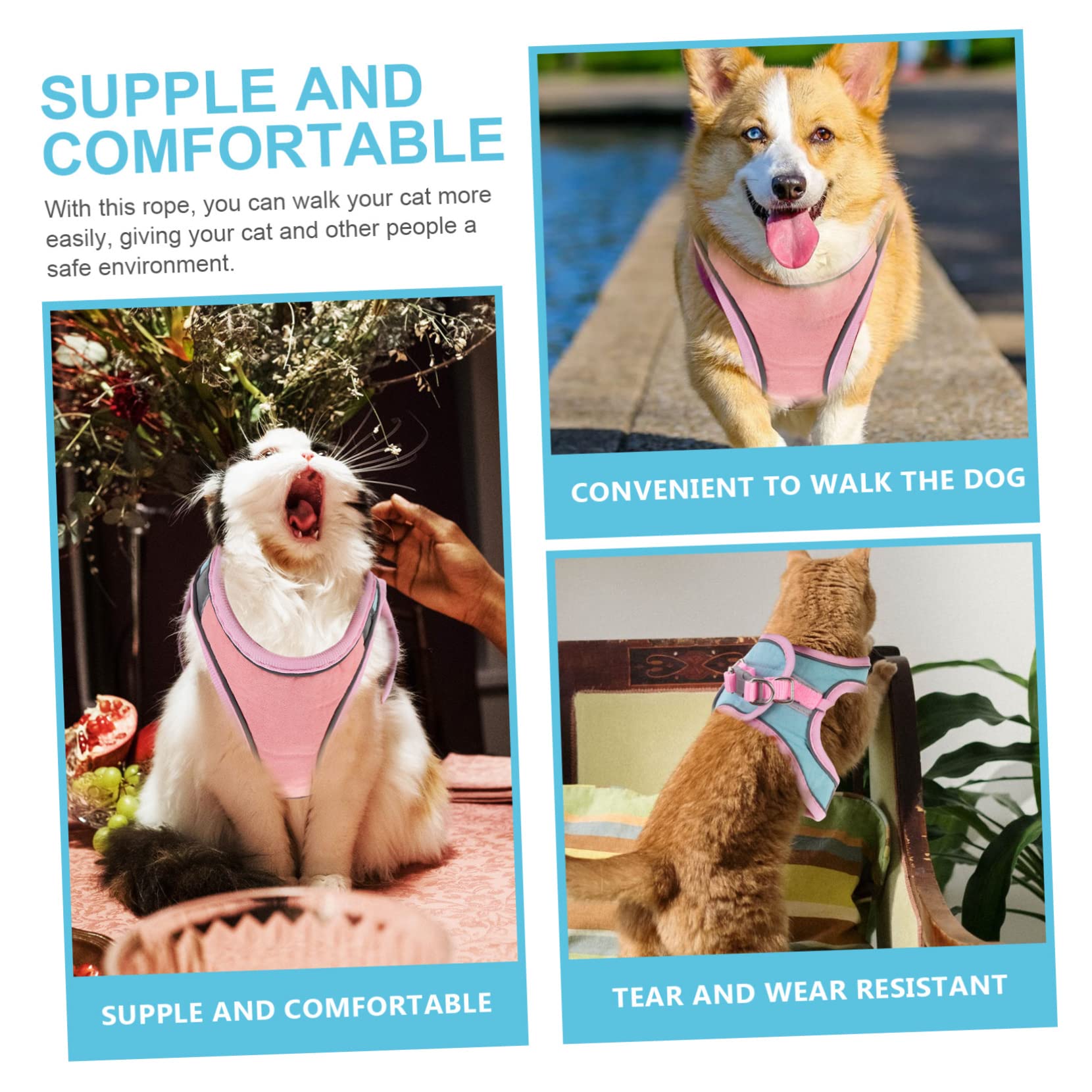 Yardwe 4ensembles pour Chat avec Laisse Gilet Réfléchissant pour Extérieur pour Et Chiens