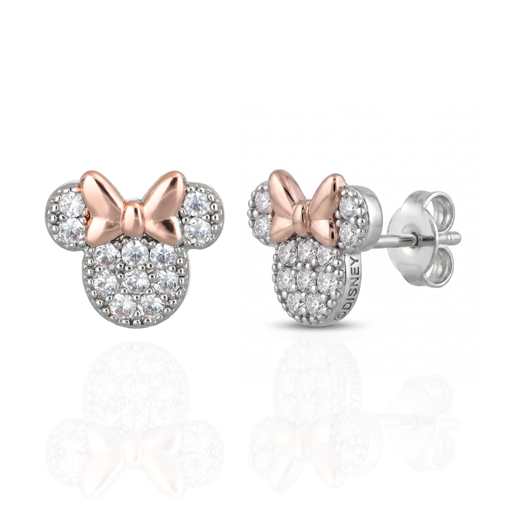 Disney Set Collana e Orecchini Minnie Mouse, in Ottone con Zirconi Bianchi, per Donna, Pronto da Regalare, Gioielli Ufficiali