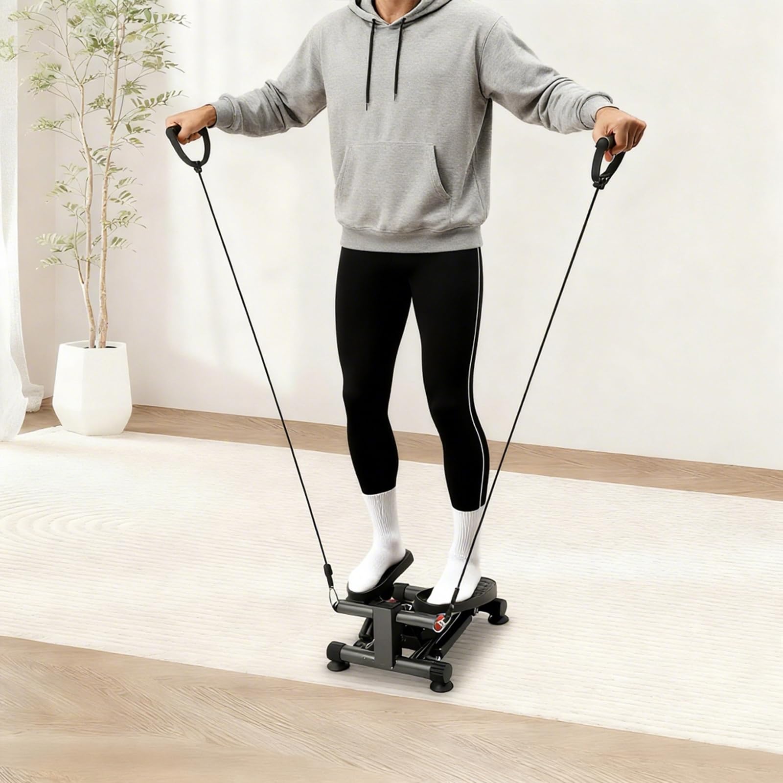 Stepper LCD Mini Stepper mit 2* Springseile, 33.5 * 41.5 * 19cm Stepper Für Zuhause Testsieger für Privathaushalte, Heimfitnessräume, Büros, Fitnessstudios