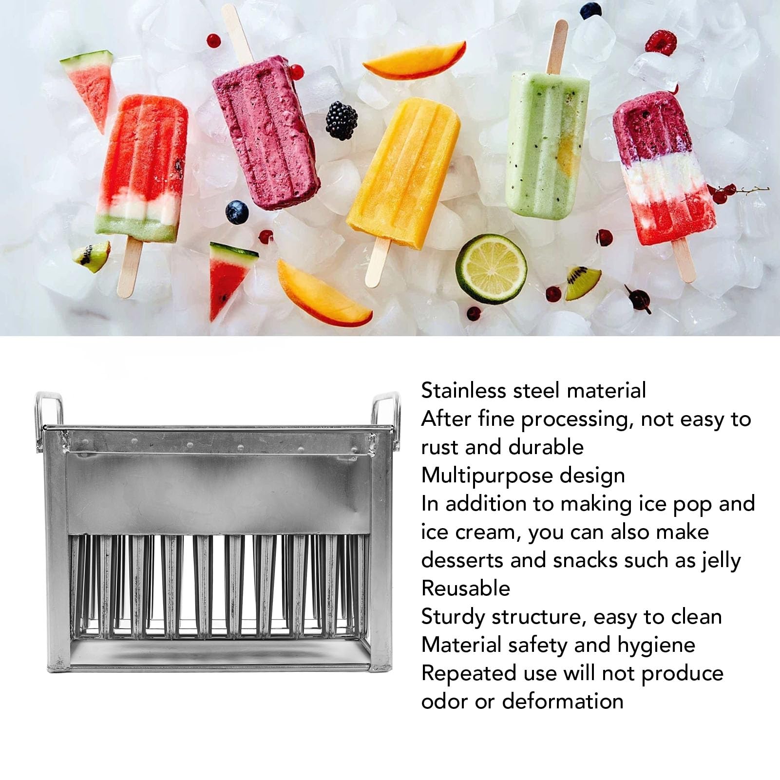 Acouto Molde para Helados de Paletas, Máquina para Hacer Paletas de Hielo de Acero Inoxidable, 30 Moldes para Helados DIY para Golosinas Congeladas, para Niños y Fiestas