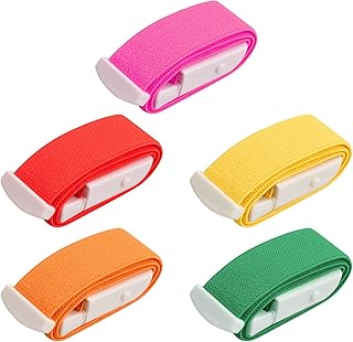 5Pcs Tourniquet with Buckle Adjustable Tourniquet Belt Quick to Release First Aid Blood Stop Belt Intravenous Quick and Slow Release Outdoor Emergency Care for Adult Kid (Red/Orange/Yellow/Green/Rose)