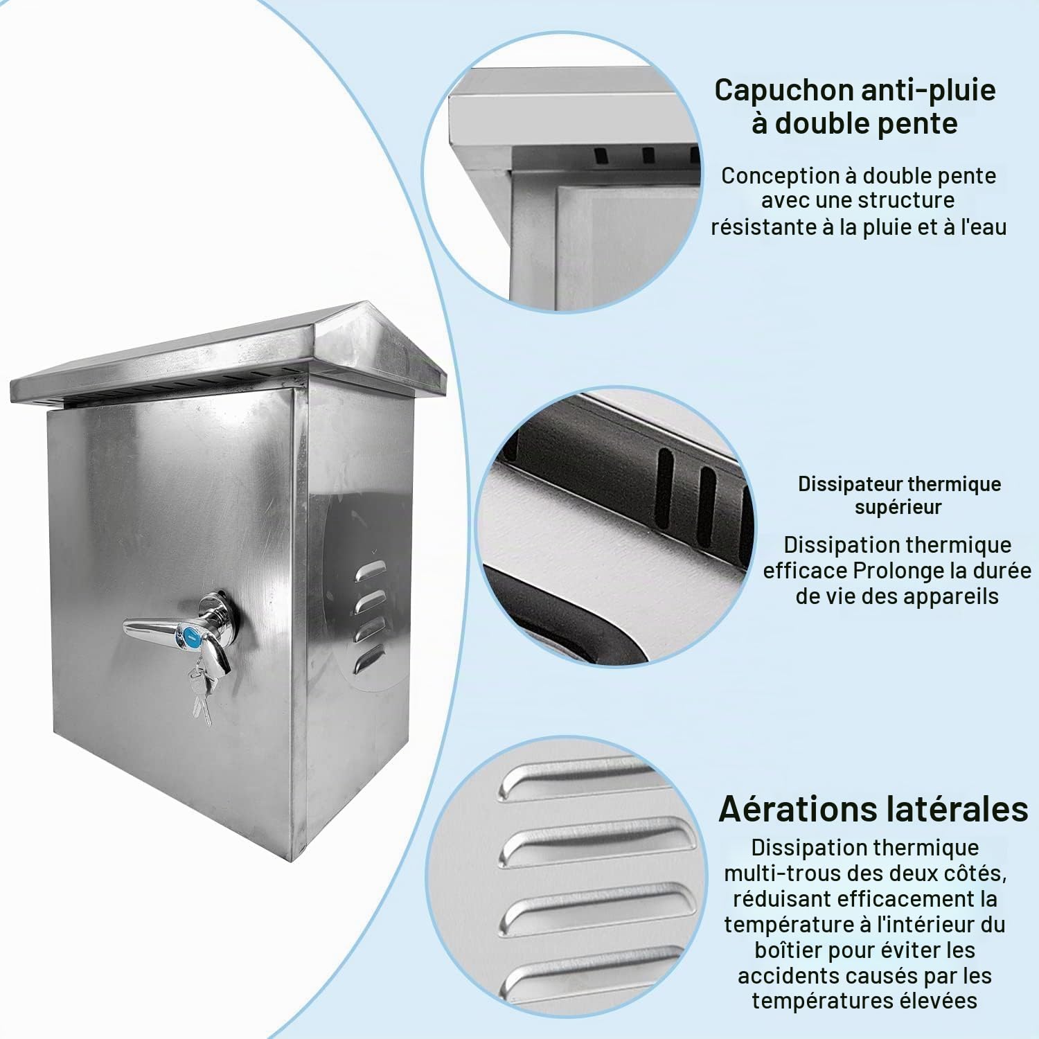 Boîtier Électrique Étanche en Acier Inoxydable pour une Utilisation en Extérieur, 40x30x18 cm, Convient aux Applications Intérieures et Extérieures, pour Dissimuler un Cache Compteur électrique Mural