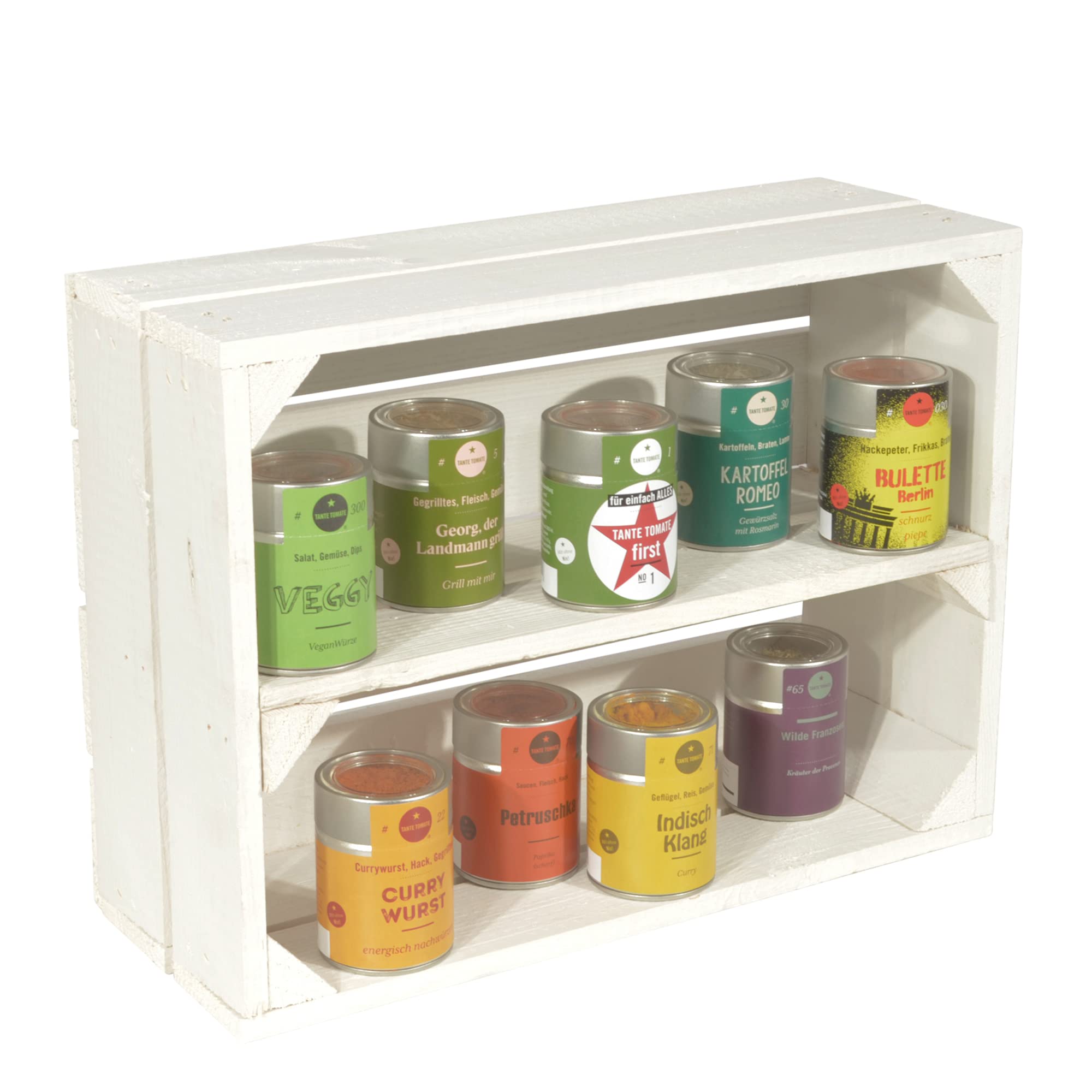 Portaspezie con 9 spezie – Scaffale in legno bianco 1 mensola lunga