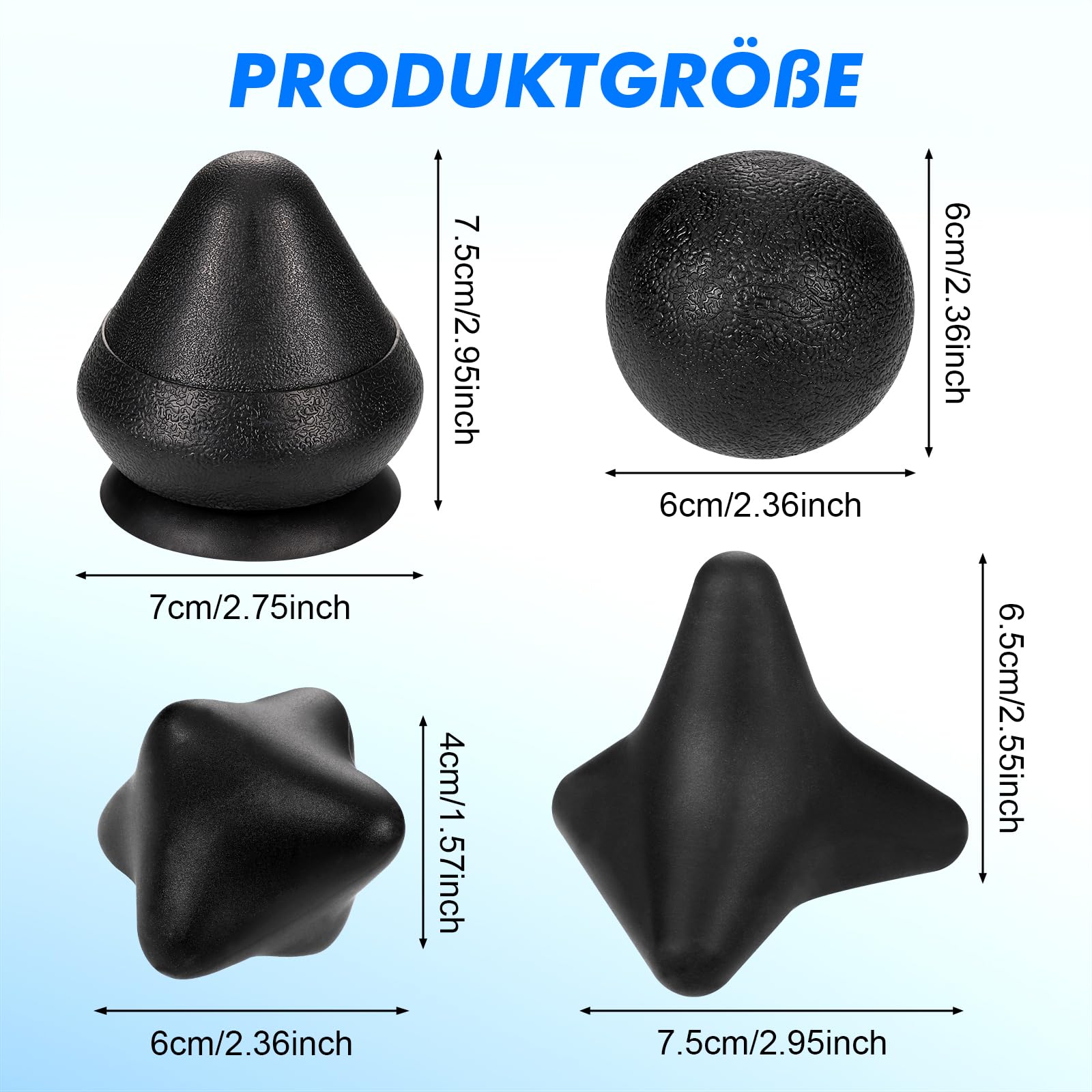 Zocipro 4-częściowy zestaw popychaczy punktów spustowych, wyzwalacze z przyssawką, okrągłą kulką powięziową, na bóle i napięcie mięśni pleców, szyi, ramion i barków