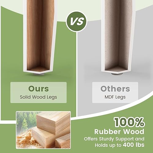 Miniatura 5 de GOFLAME Juego de 2 sillas de comedor, sillas laterales con respaldo de escalera con patas de madera de goma maciza y almohadillas antideslizantes