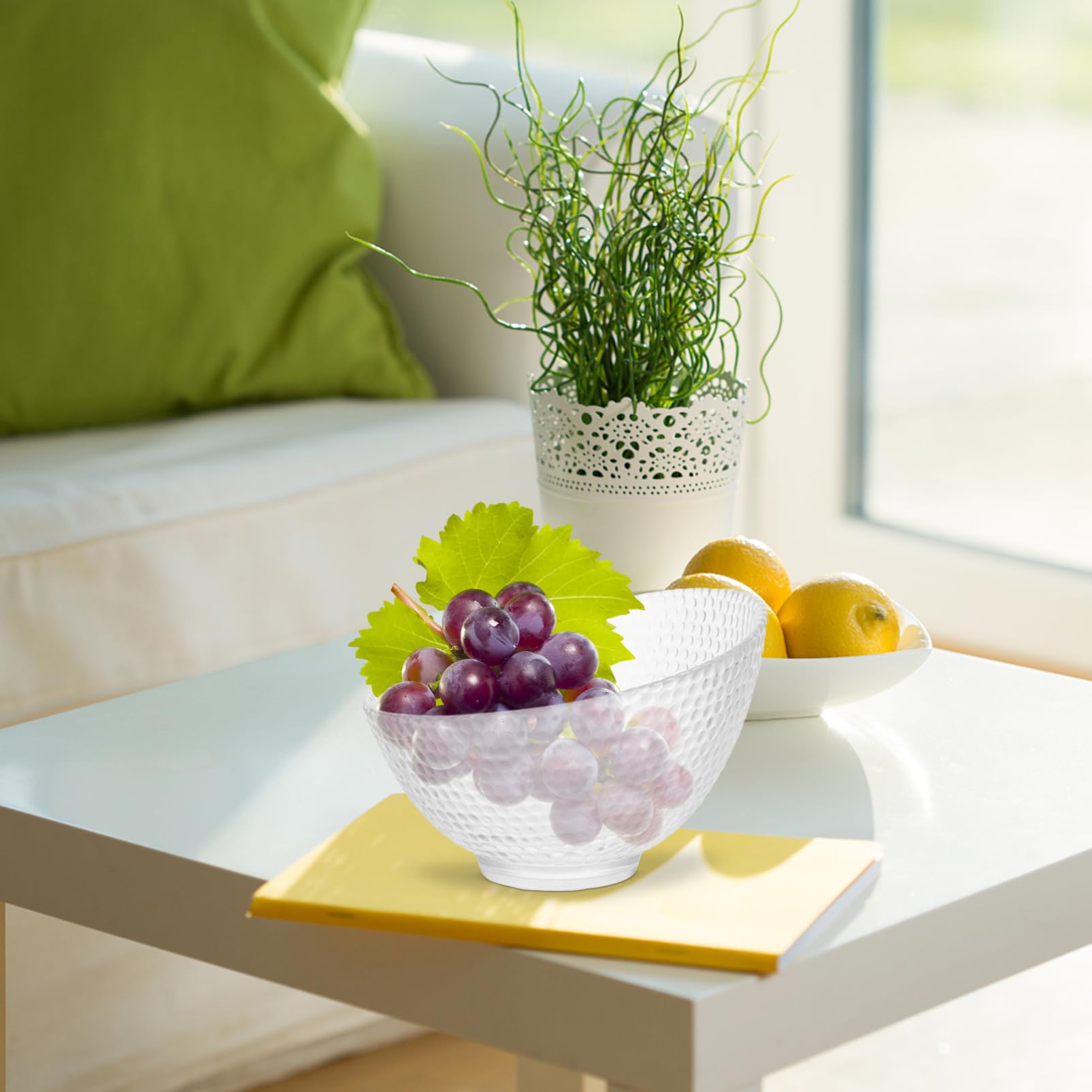 SOLUSTRE Bol De Creativo con Borde Biselado para Ensalada y Postre Recipiente Transparente para Frutas y Cocina Cuenco Duradero y Fácil De Limpiar Apto para Uso Doméstico y Restauración